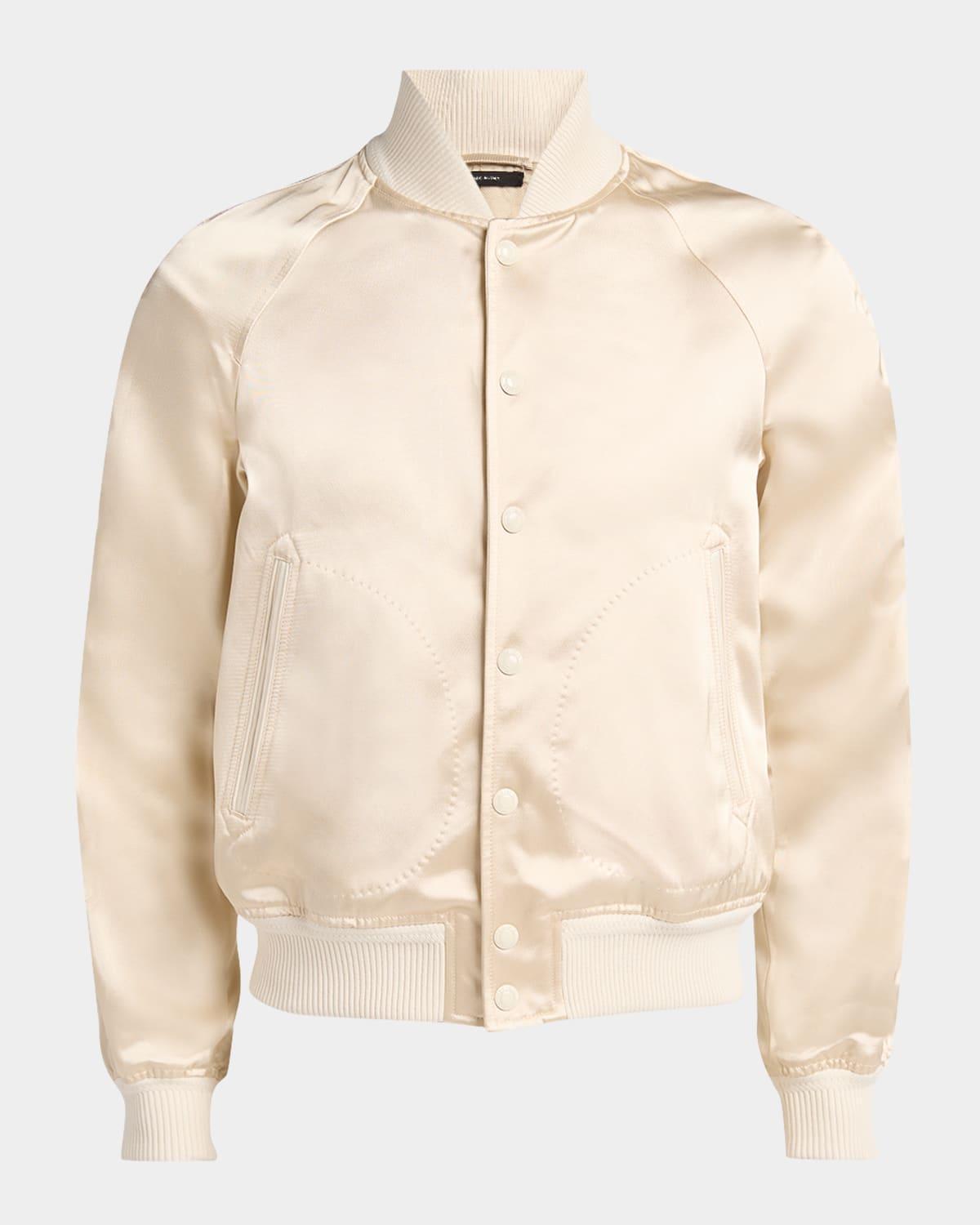 Men's Satin Snap-Front Bomber Jacket Product Image