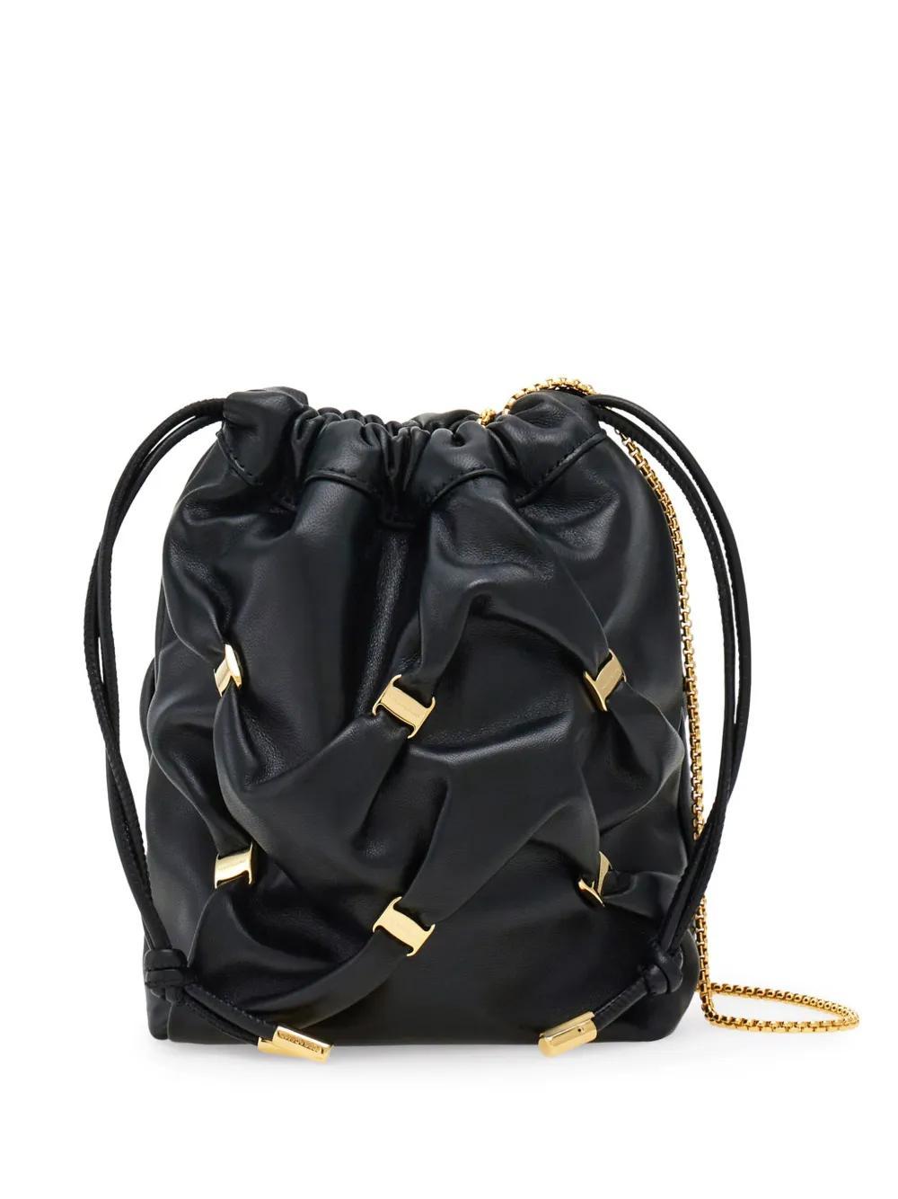 FERRAGAMO Mini Leather Bucket Bag In Black Product Image