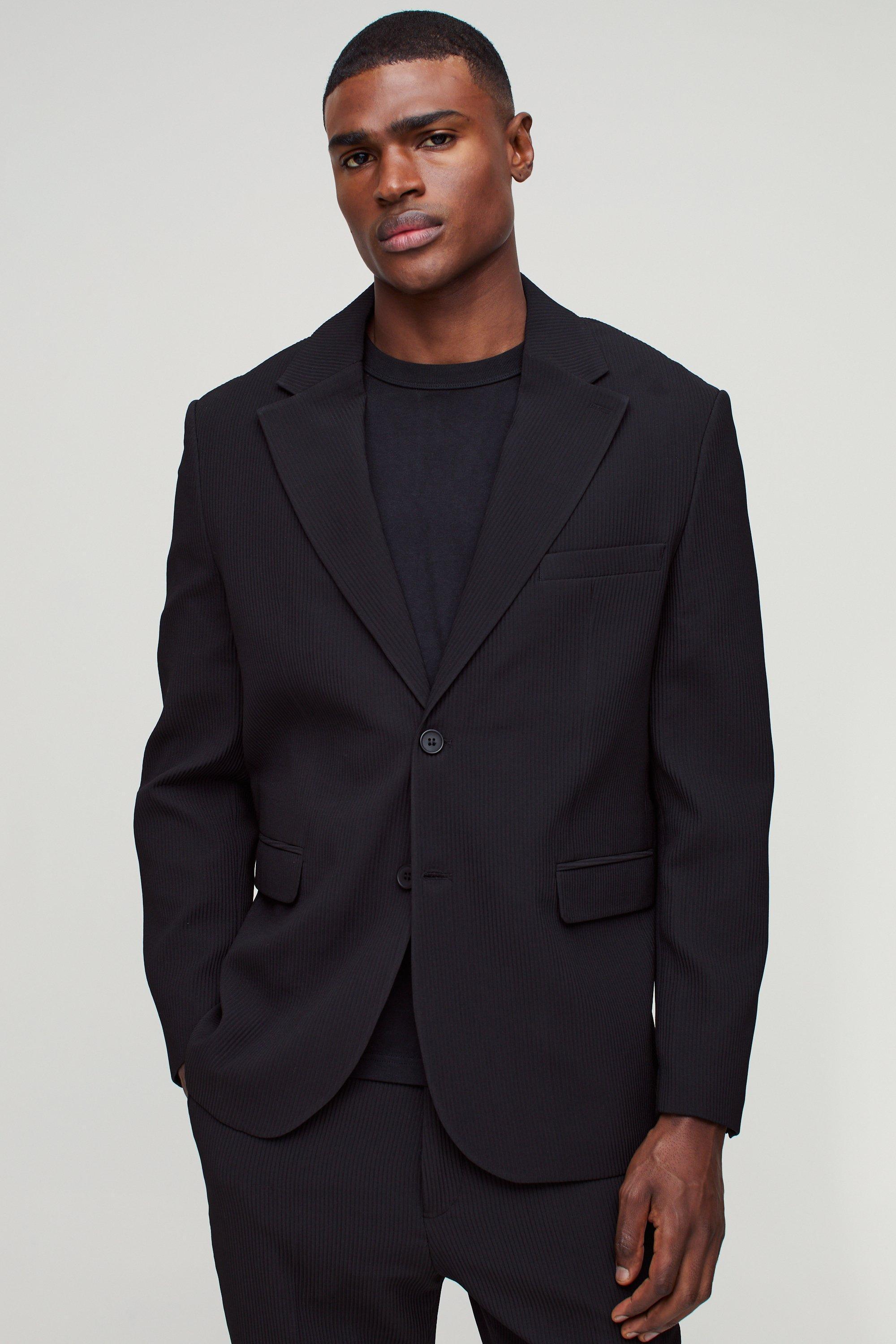 Straight Fit Pleated Blazer | boohooMAN USA Product Image