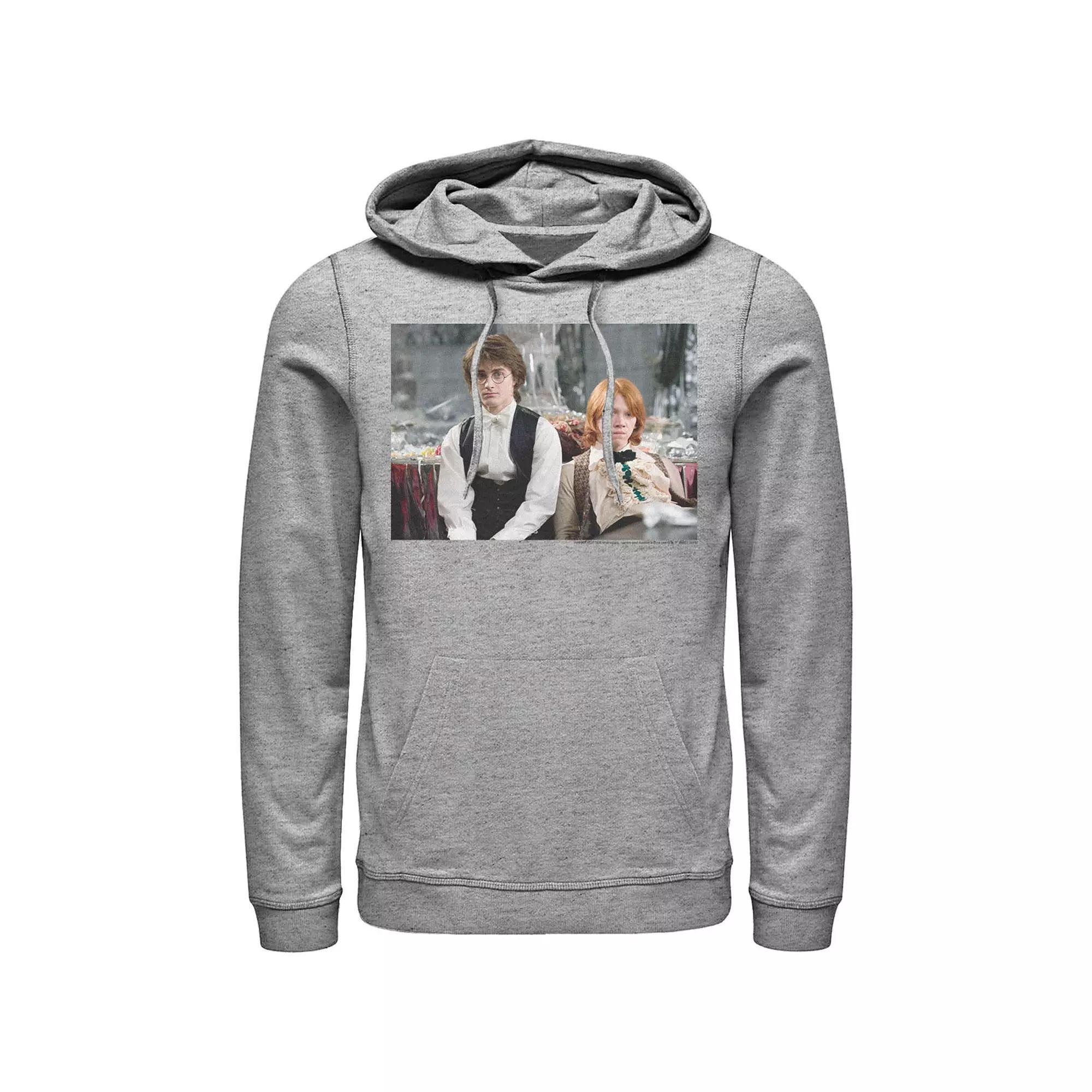 Men's Goblet Of Fire Harry And Ron Photo Real Hoodie, Size: Medium, Athletic Grey Product Image