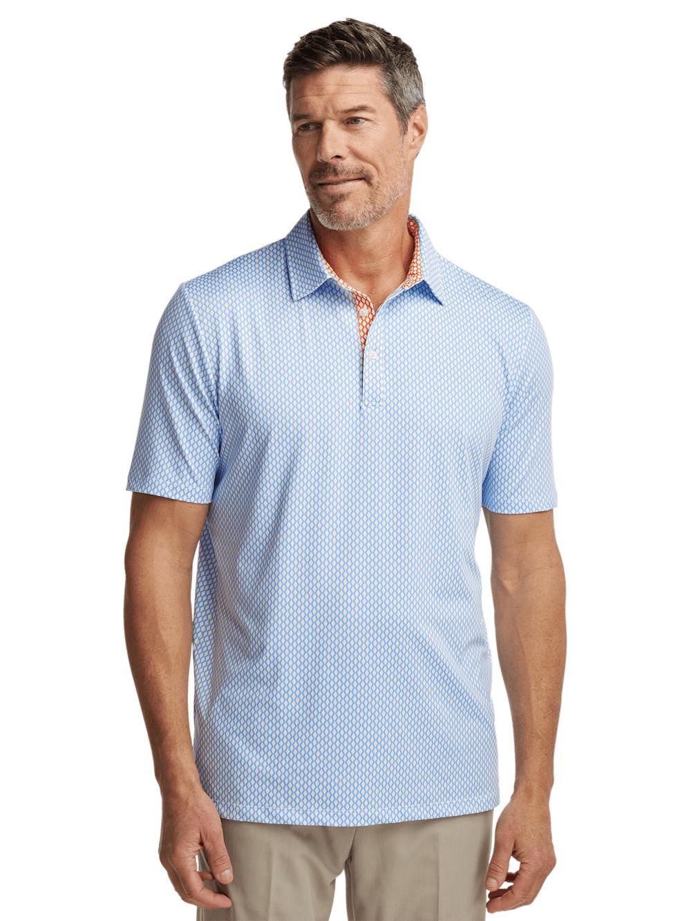 Performance Blend Three Button Polo - Blue Product Image