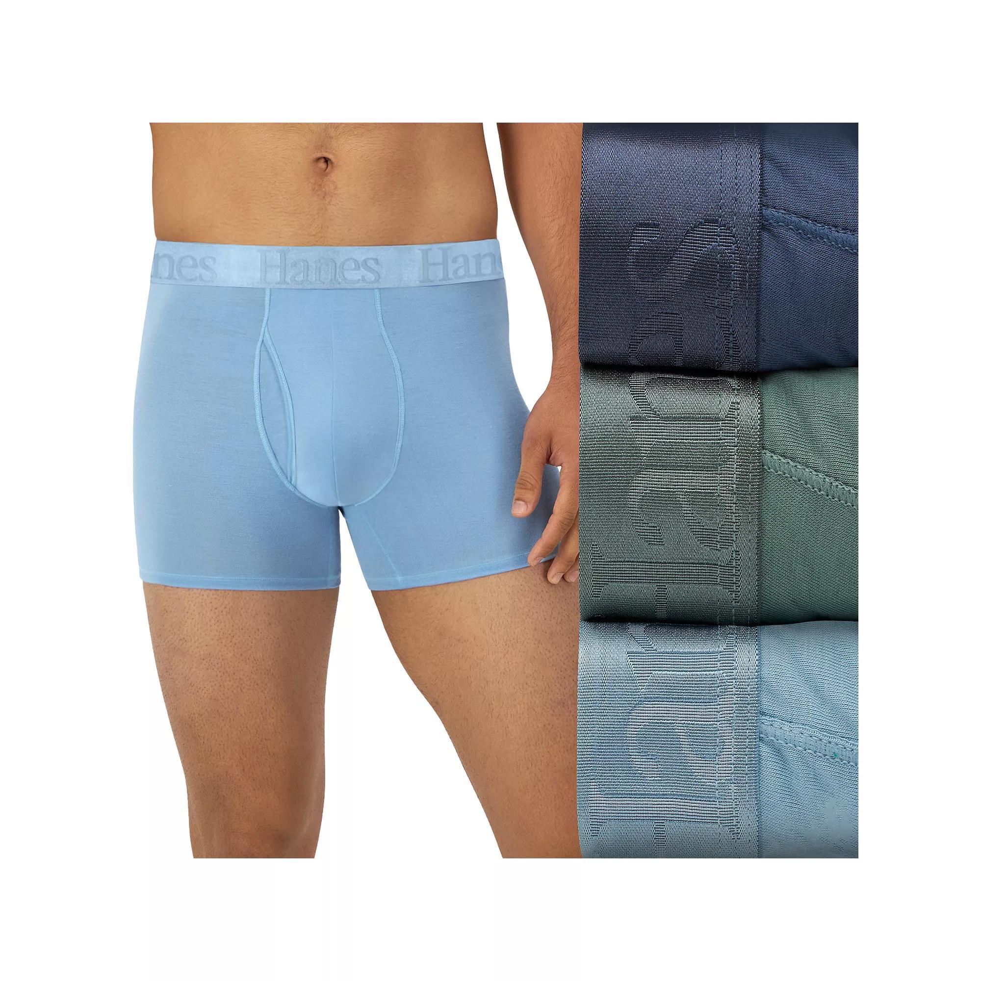 Hanes Originals Ultimate 3-Pack Men's SuperSoft Trunks, Size: XL, Blue Green Product Image
