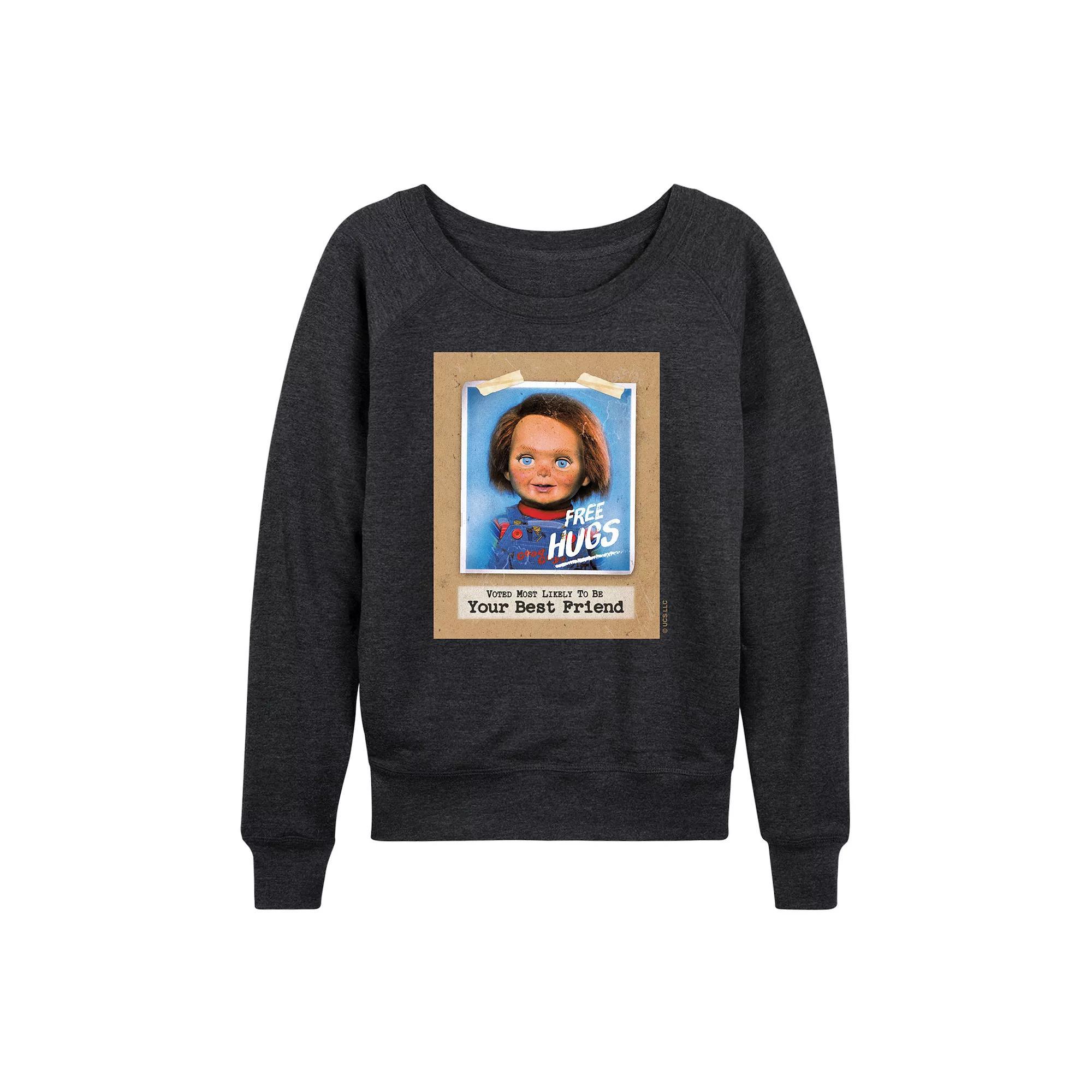 Women's Chucky Free Hugs French Terry Long Sleeve Tee,  Product Image
