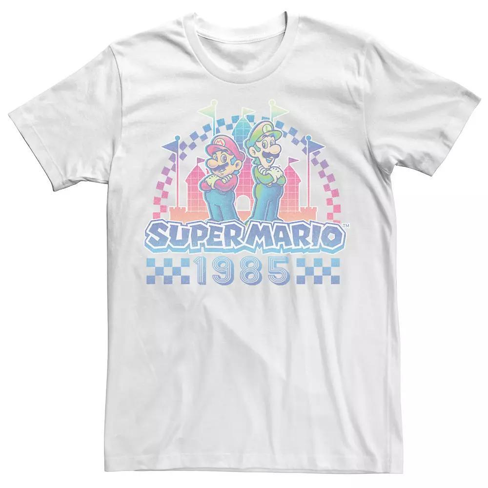 Men's Super Mario Luigi Retro Neon Duo 1985 Tee, Size: XL, White Product Image