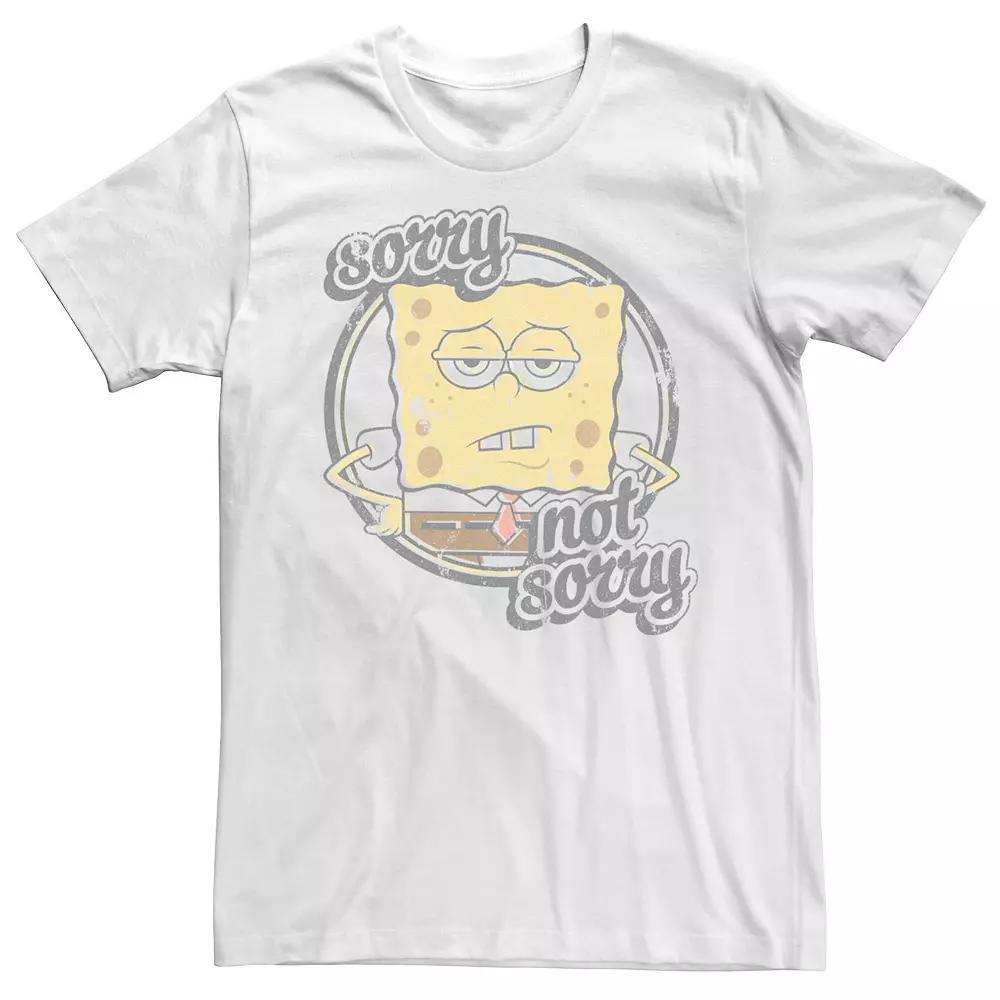 Mens Spongebob Sorry Not Sorry Distressed Circle Portrait Tee Product Image