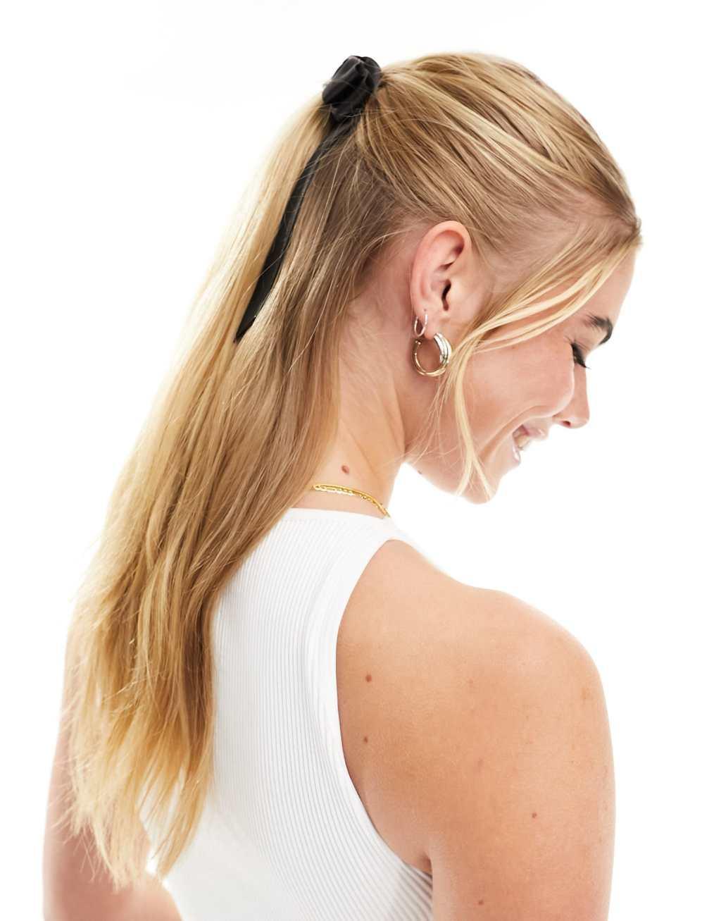 ASOS DESIGN hairband with bow detail in black Product Image