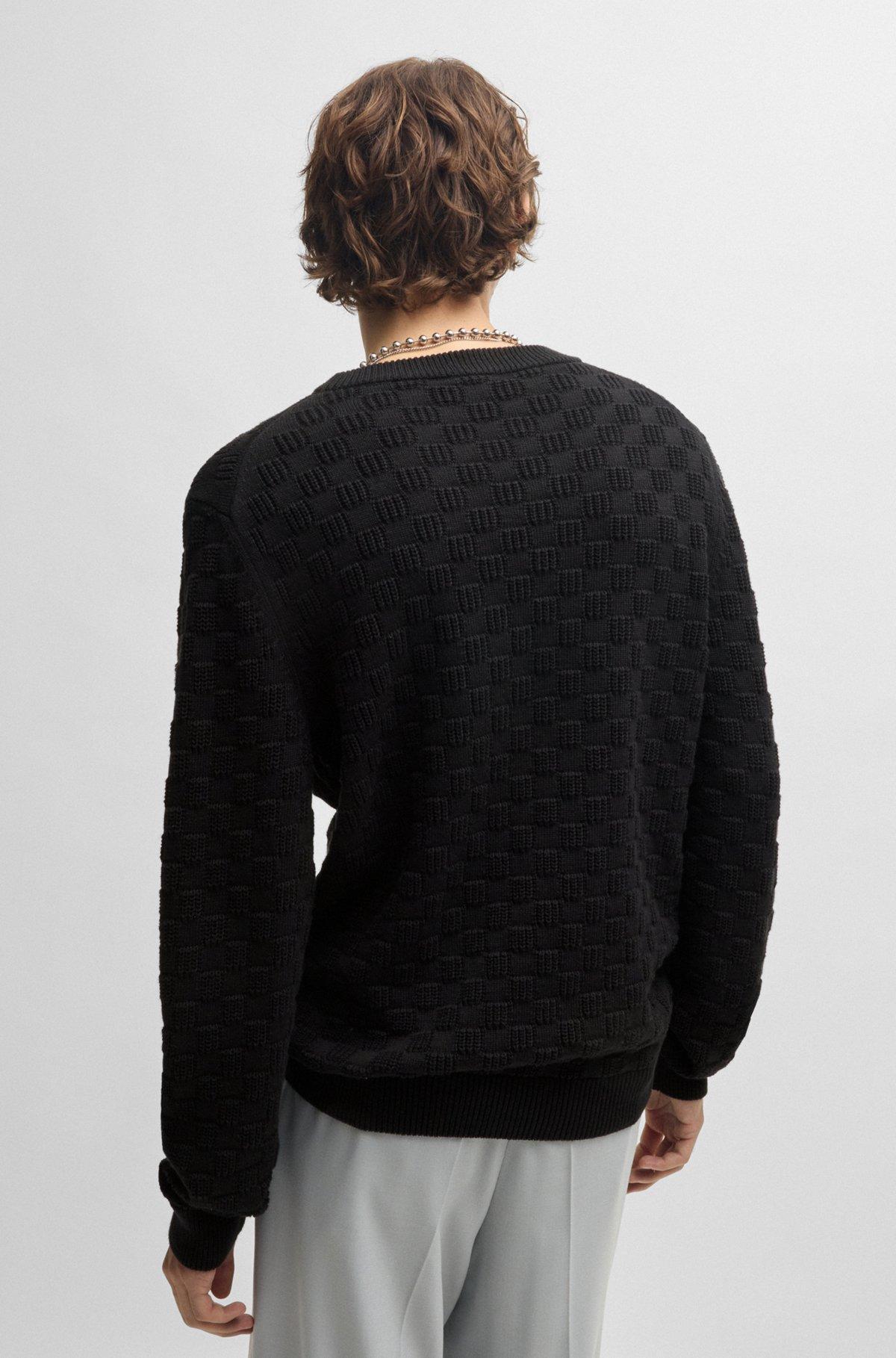 Cotton relaxed-fit sweater with jacquard pattern Product Image