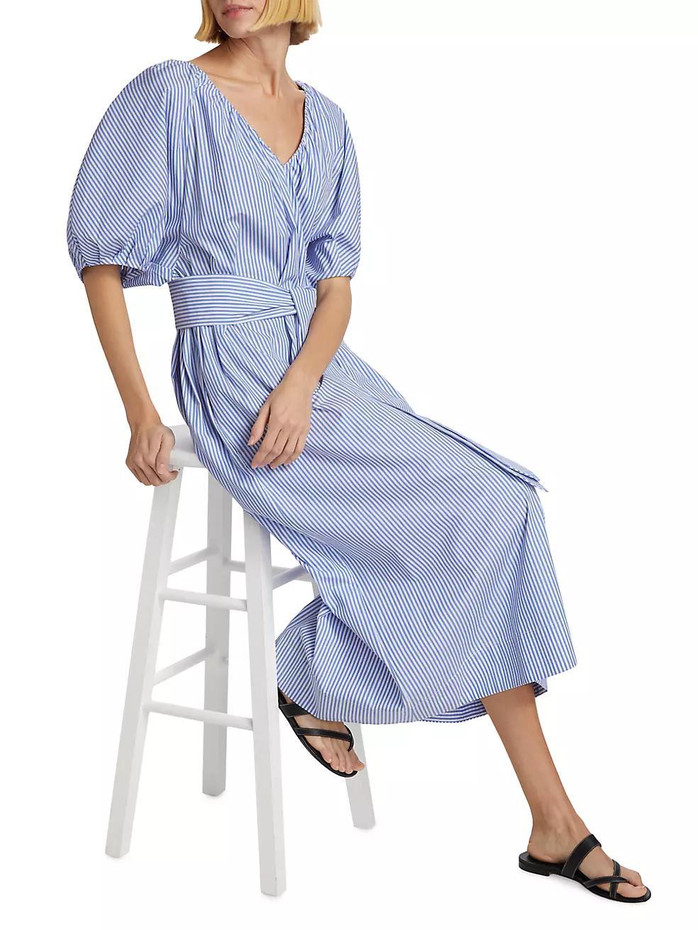 Alora Cotton Puff-Sleeve Midi-Dress Product Image