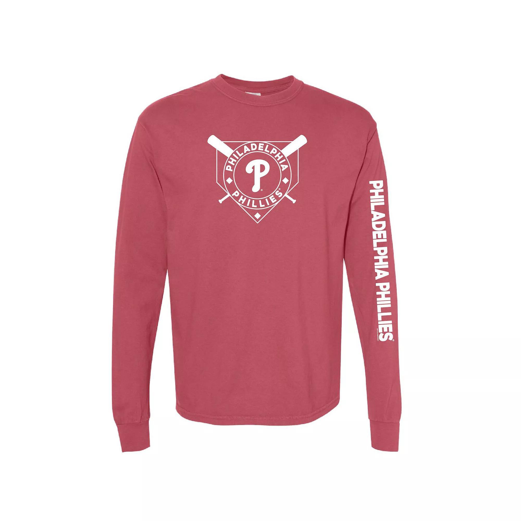 Women's Soft as a Grape Red Philadelphia Phillies Pigment Dye Long Sleeve T-Shirt, Size: Medium Product Image