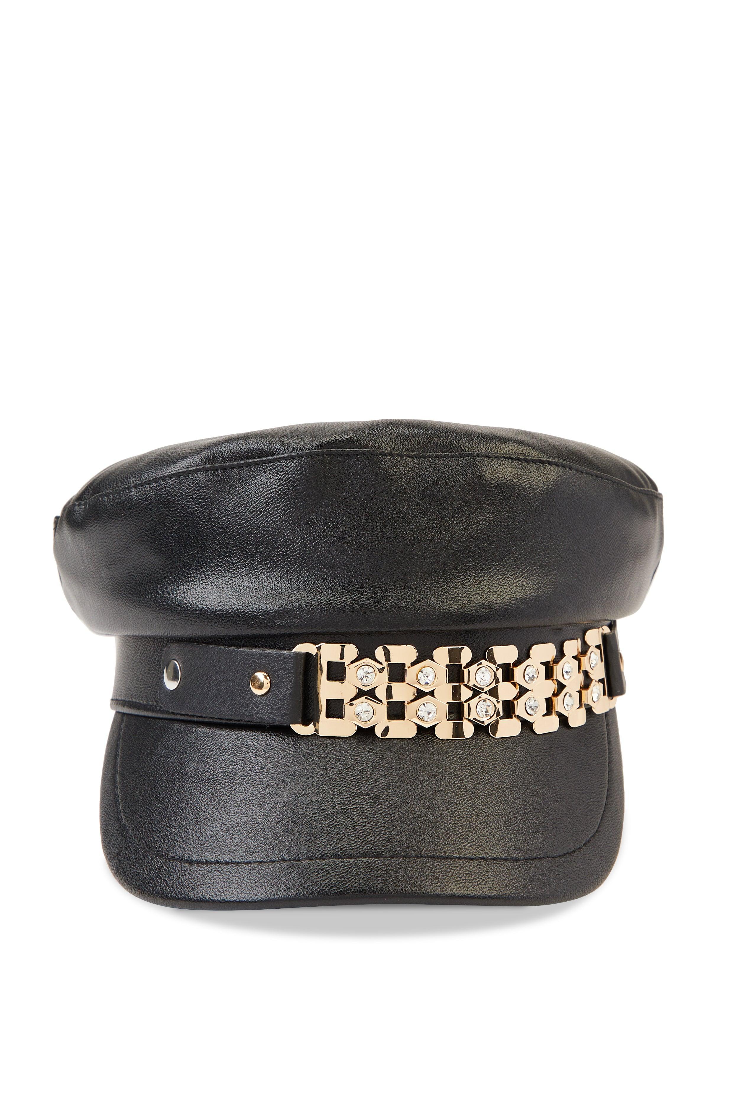 Womens Metallic Rhinestone Detail Cabbie Hat Product Image