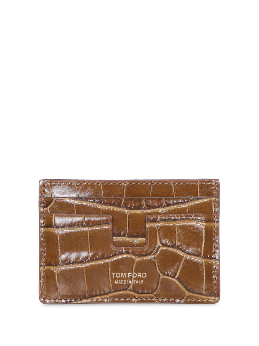 TOM FORD T Line Card Holder In Brown Product Image