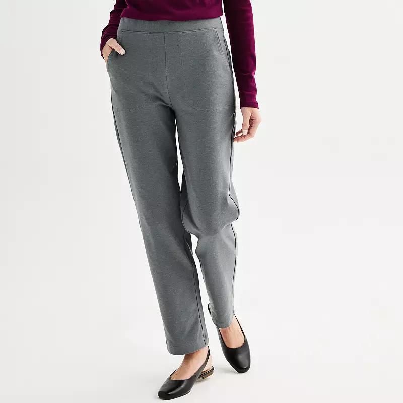 Womens Croft & Barrow Knit Essential Straight Leg Pants Coal Grey Product Image