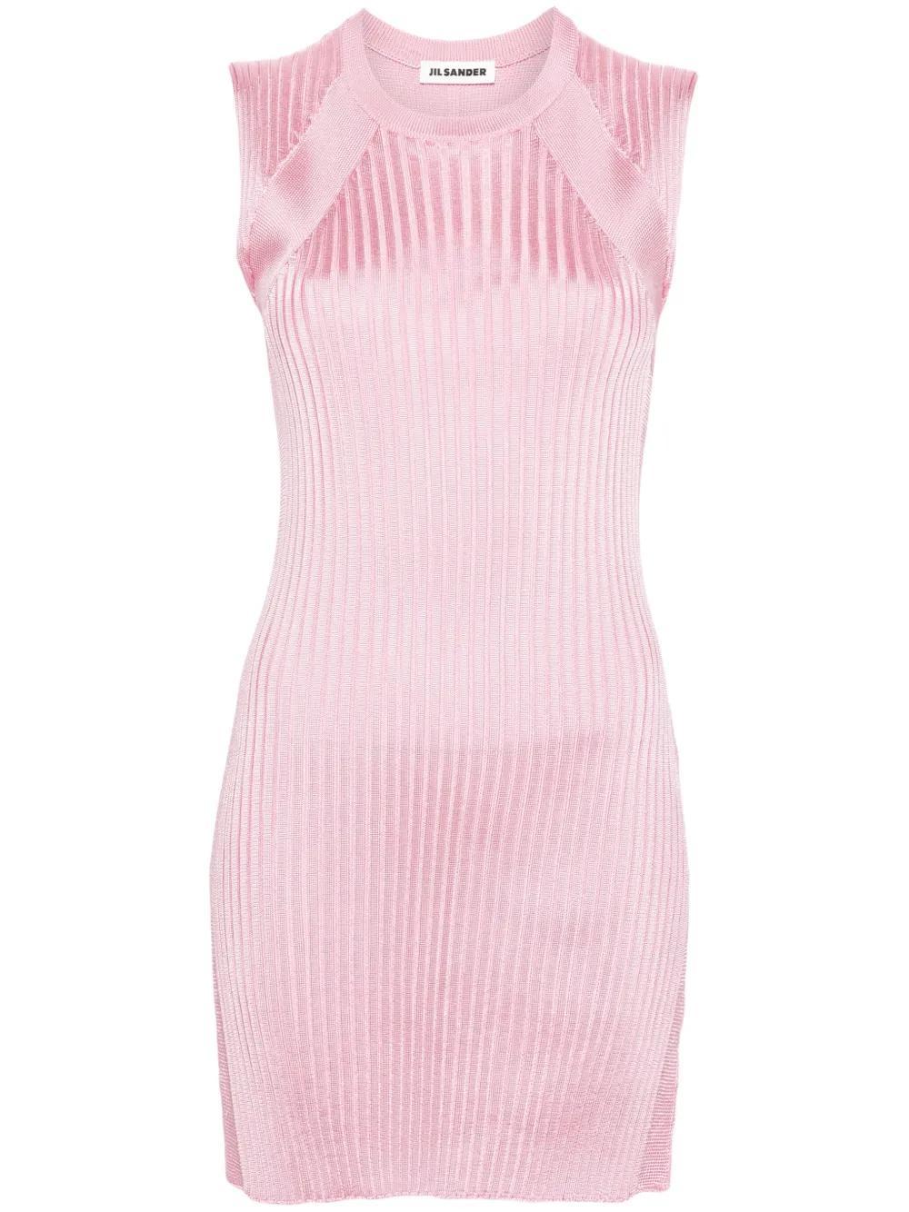 JIL SANDER Wide-ribbed Sleeveless Tunic In Pink Product Image