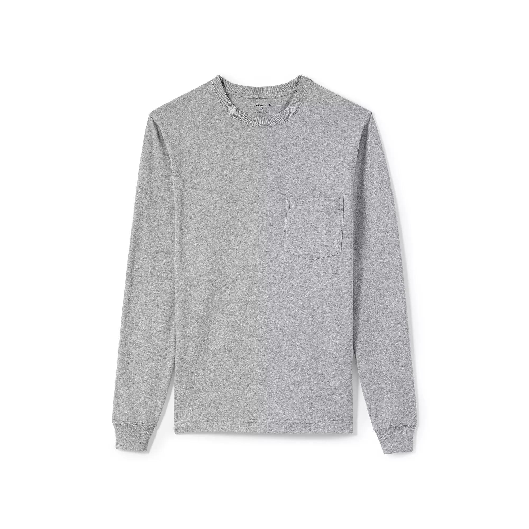 Big & Tall Lands' End Long Sleeve Super Pocket Tee, Men's,  Product Image