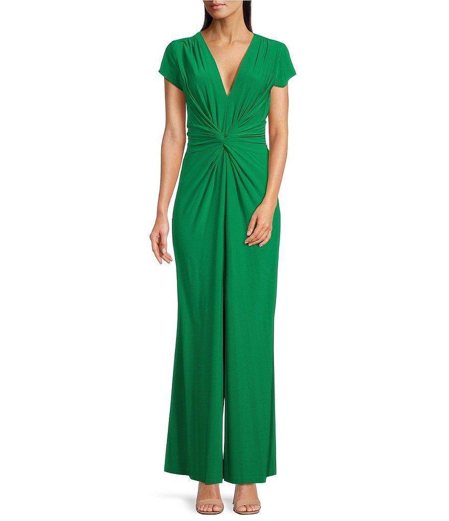 Vince Camuto V-Neck Short Sleeve Twist Front Jumpsuit Product Image