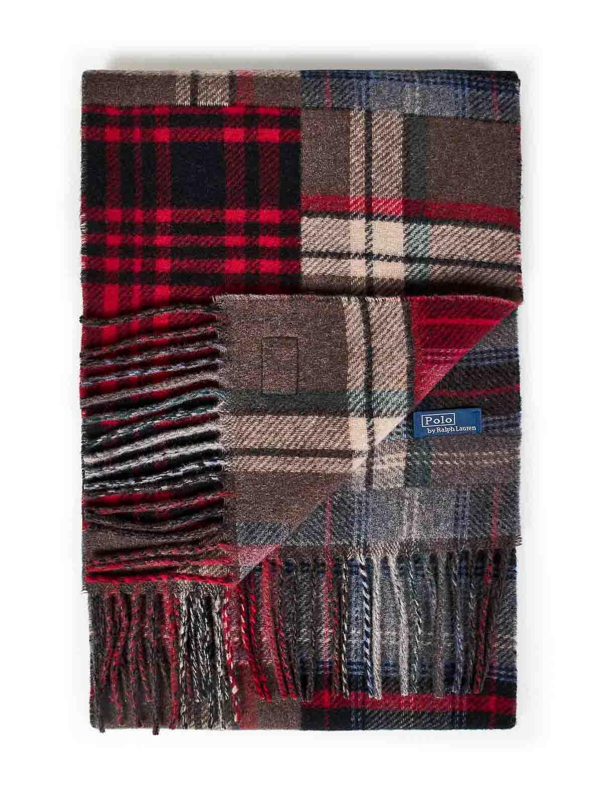 POLO RALPH LAUREN Plaid Fringed Edge Scarf In Brown Product Image