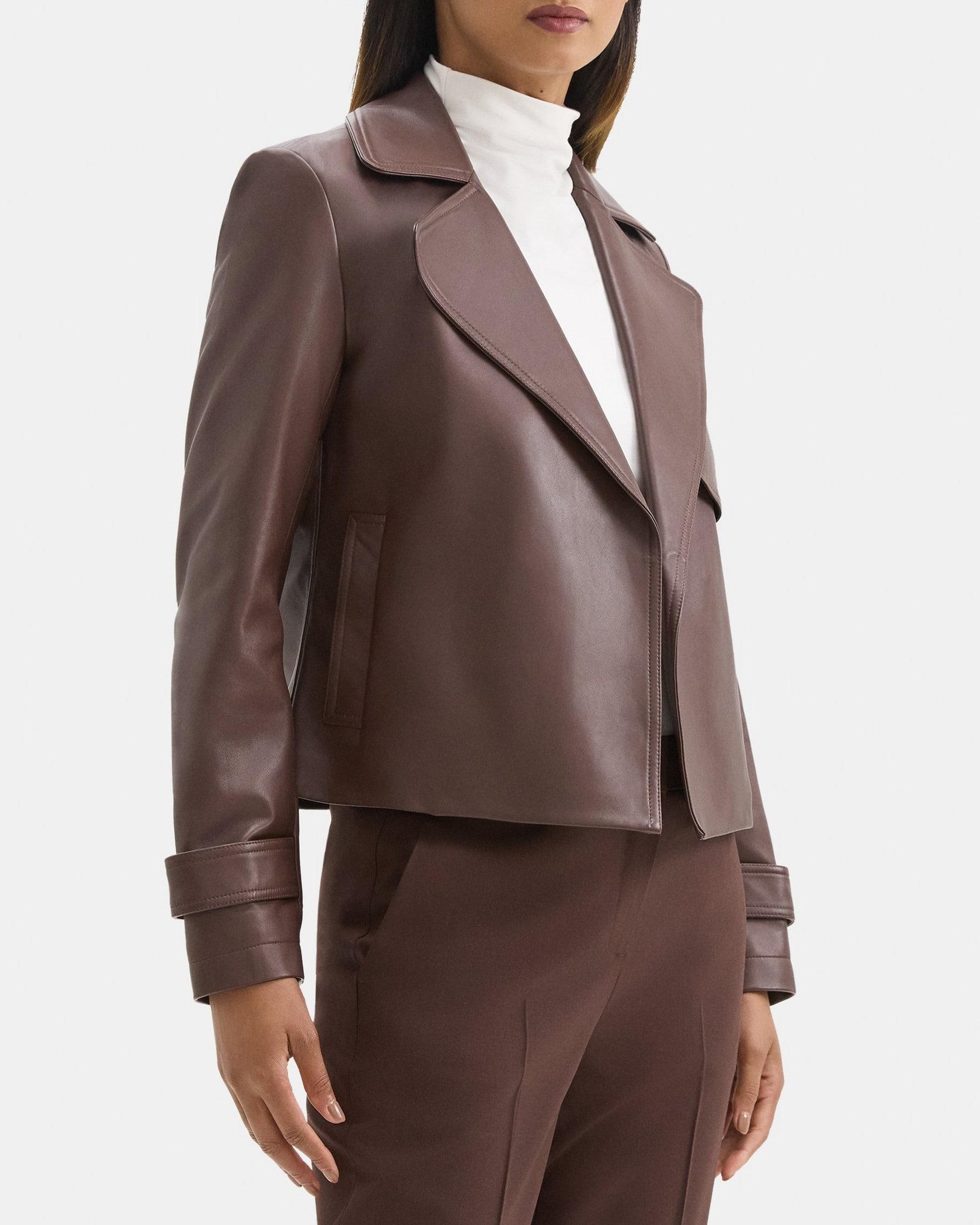 Cropped Coat in Leather Product Image