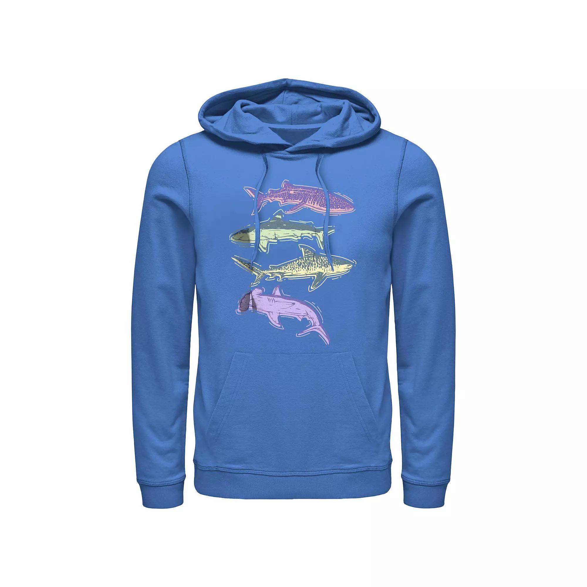 Men's Colorful Sharks Graphic Hoodie,  Product Image