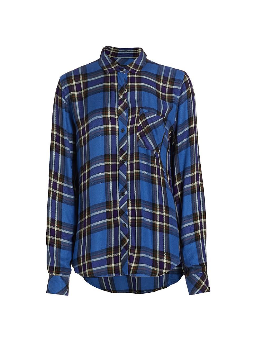 Womens Hunter Plaid Button-Front Shirt Product Image