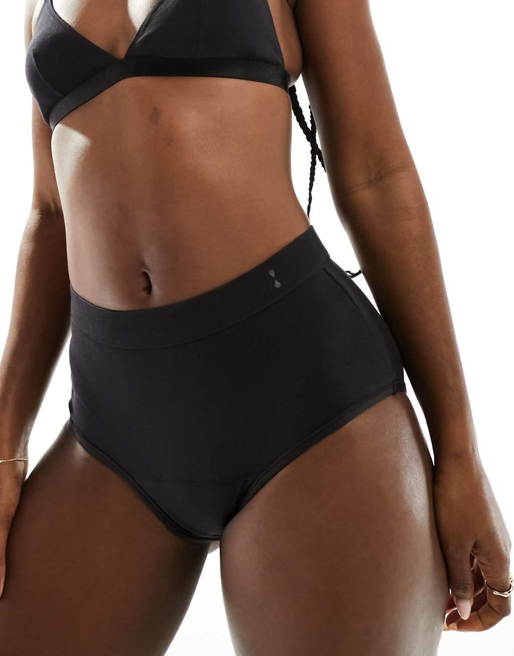 Thinx For All period proof hi-waist brief with super absorbency in black Product Image