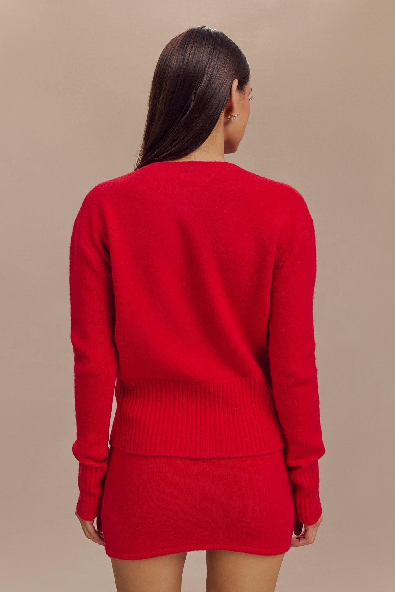 Genevieve Oversized Knit Cardigan - Ruby Product Image