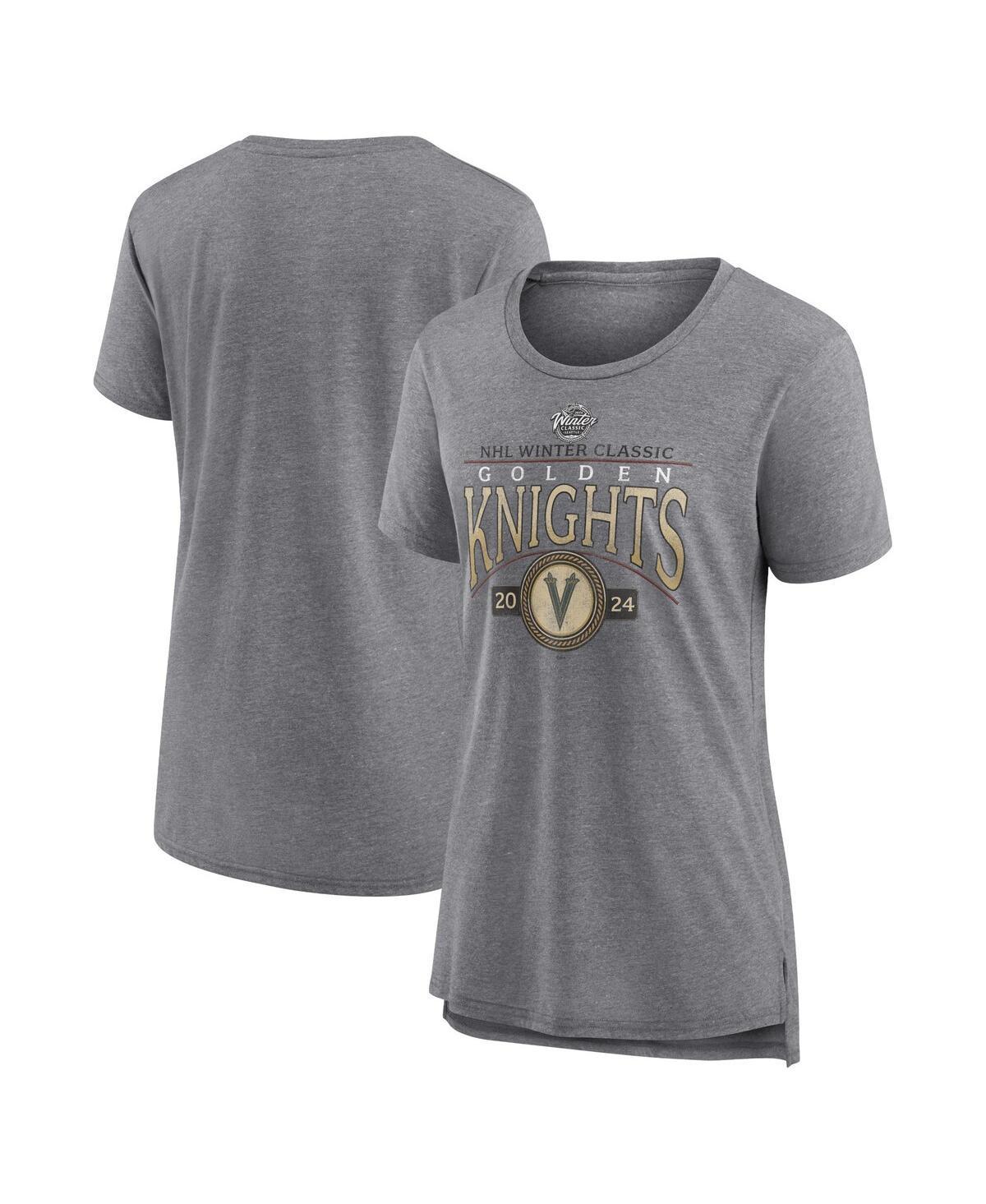 Womens Fanatics Heather Gray Vegas Golden Knights 2024 Nhl Winter Classic Distressed Tri-Blend T-shirt Product Image