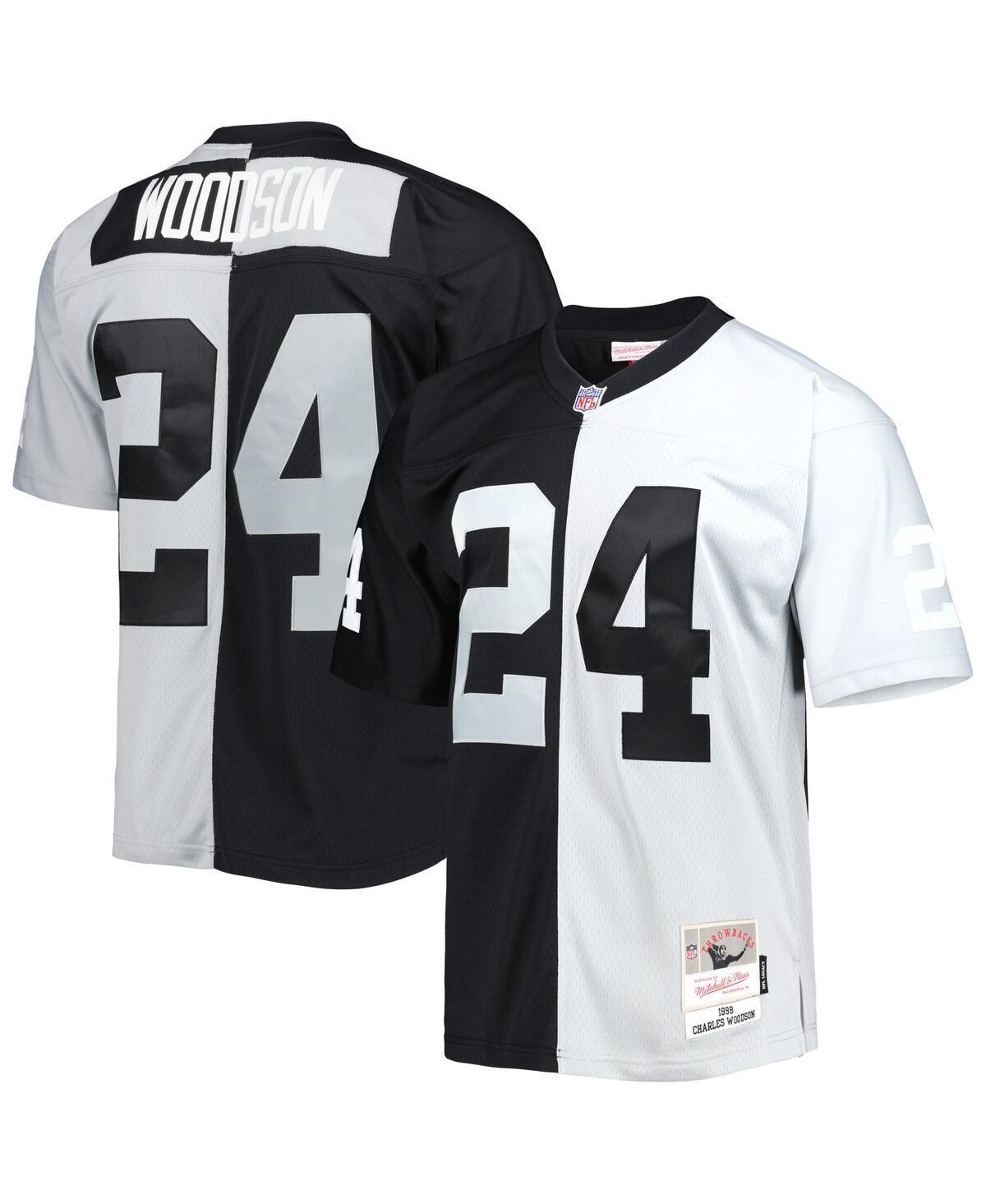 Men's Mitchell & Ness Charles Woodson Black/Silver Las Vegas Raiders 1998 Split Legacy Replica Jersey, Size: 5XL, Lvr Black Product Image