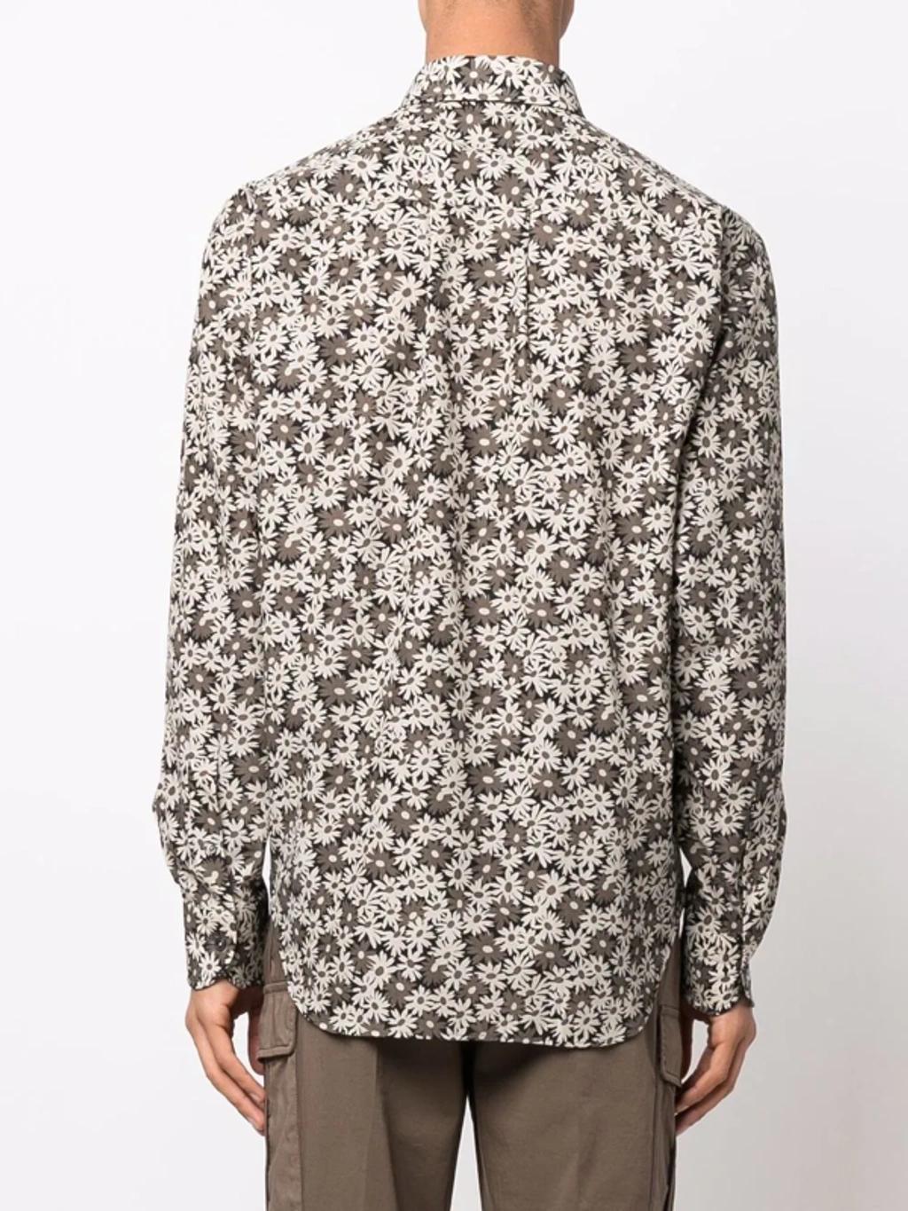 Grey & Taupe Floral Print Shirt Product Image