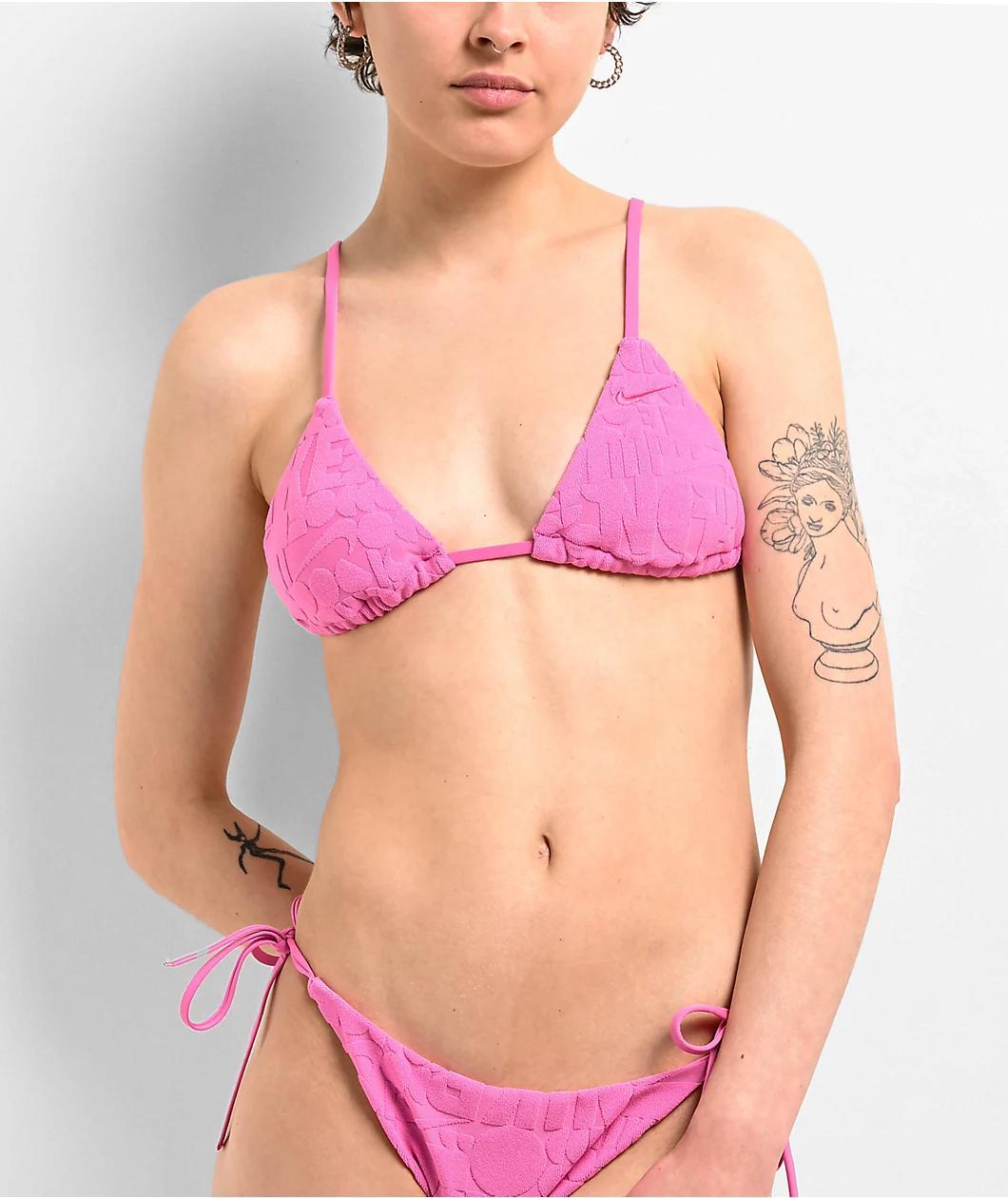 Nike Retro Flow Tie String Pink Triangle Bikini Top Product Image