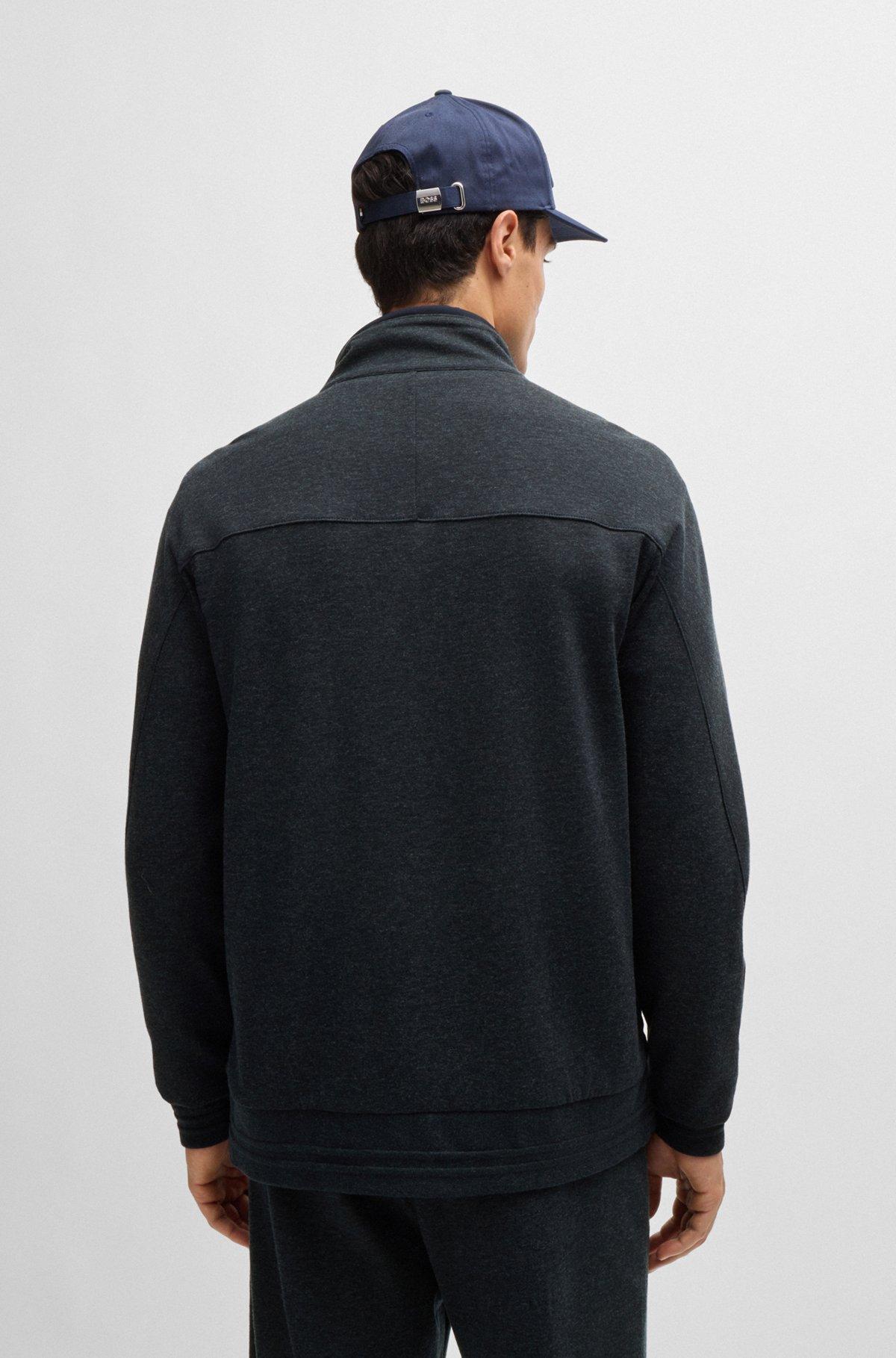 Regular-fit zipped sweatshirt in mixed materials Product Image