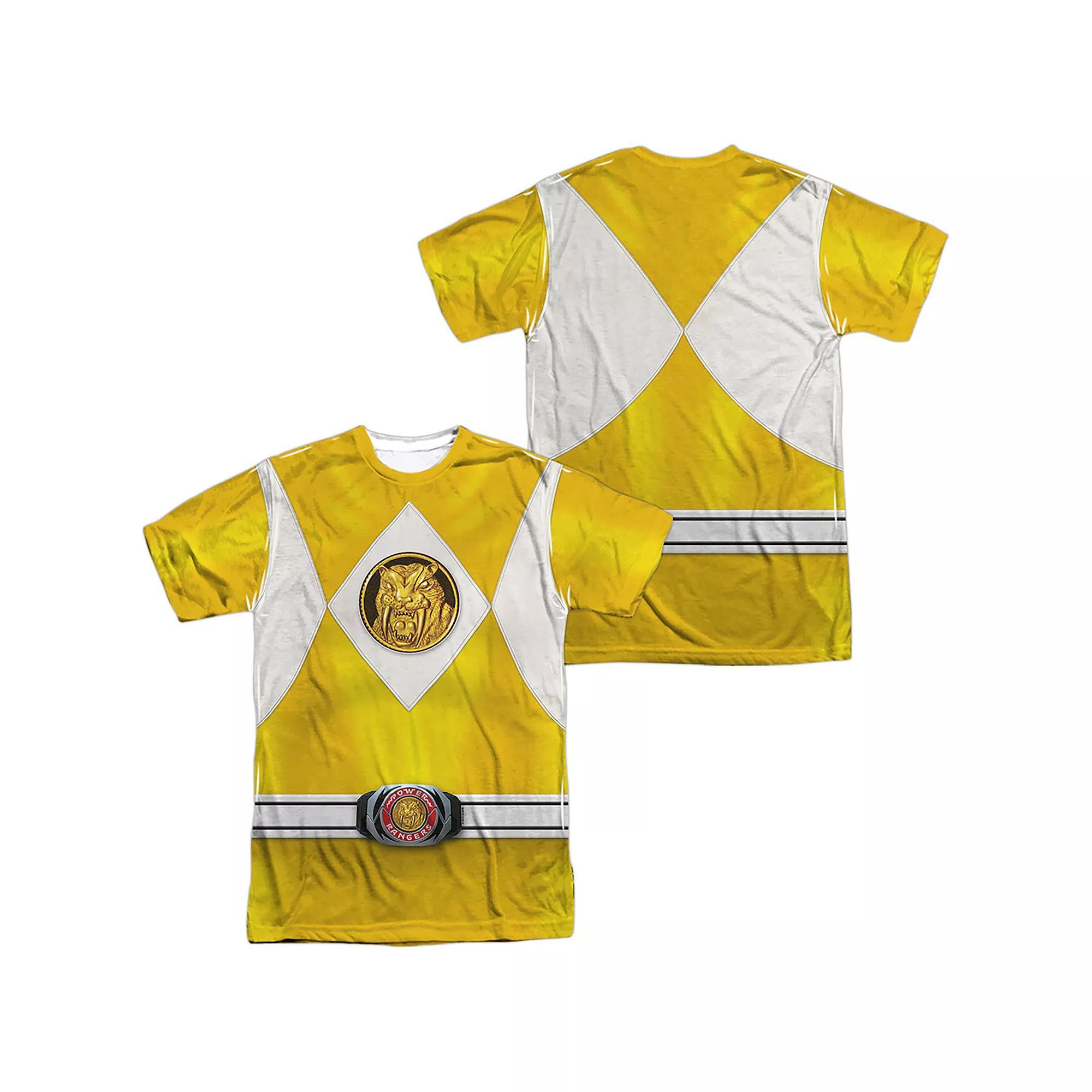 Mens Power Rangers Yellow Ranger Emblem Costume Sublimated Graphic Tee Product Image