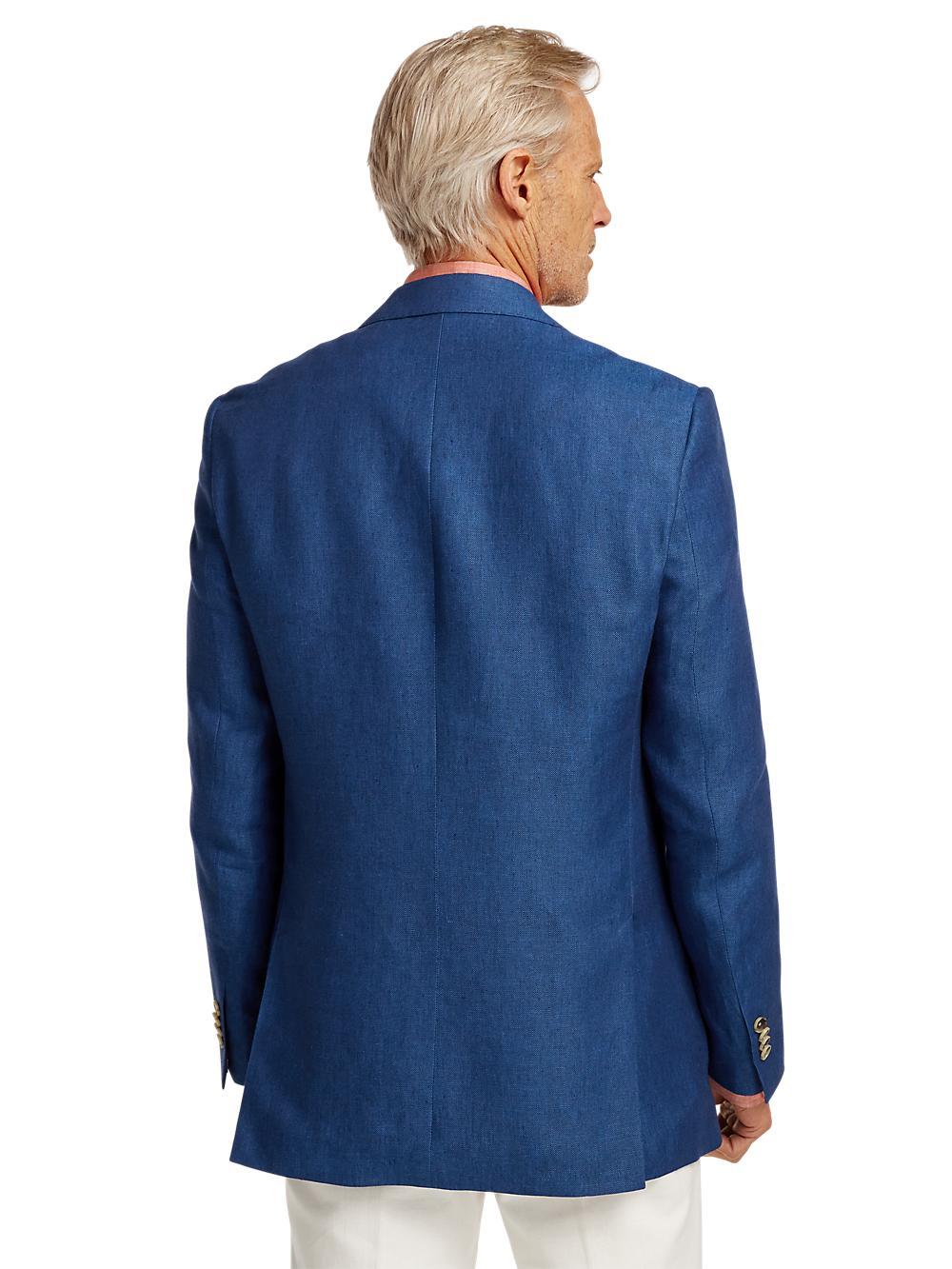 Linen Single Breasted Notch Lapel Sport Coat - Blue Product Image