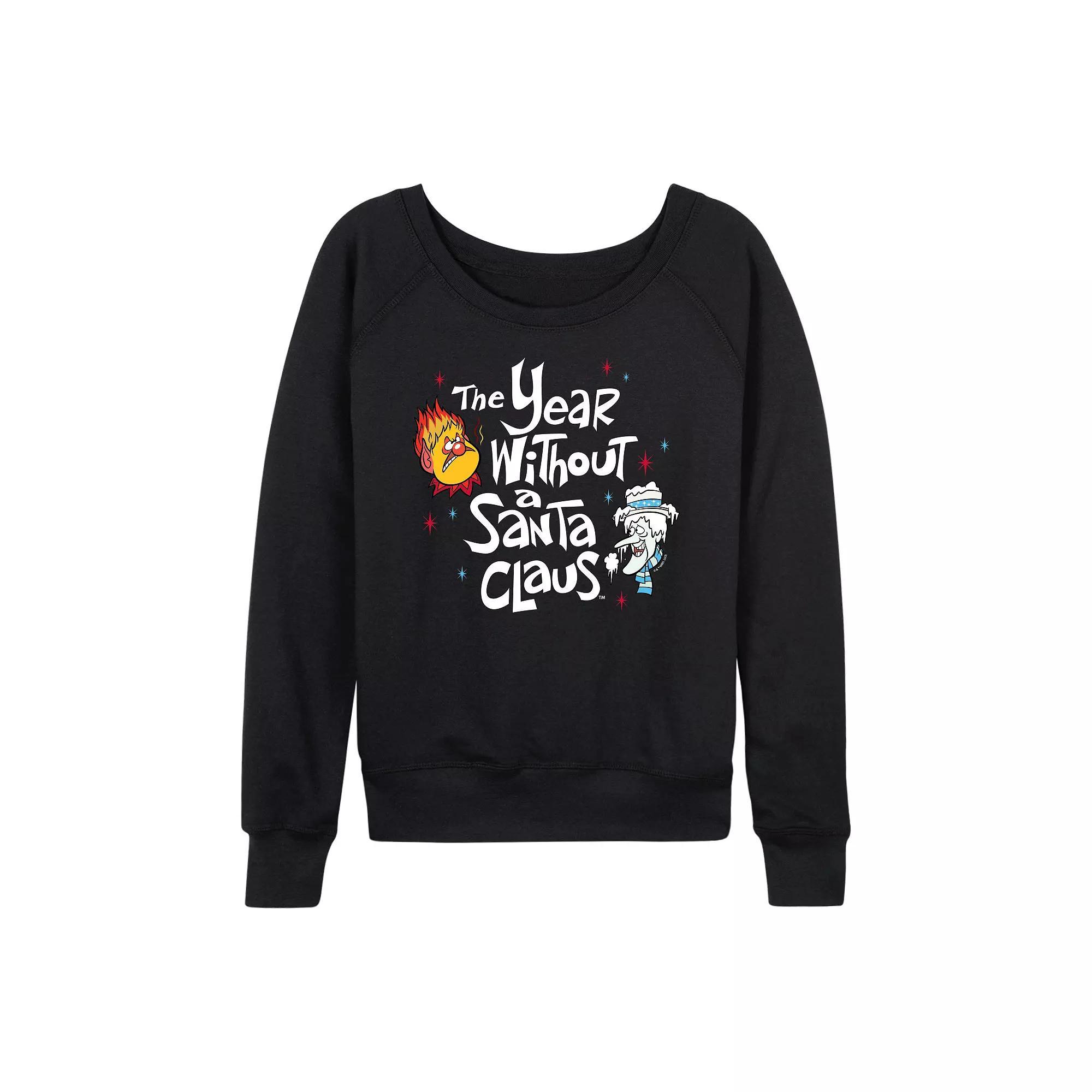 Women's The Year Without a Santa Claus Heat Miser And Snow Miser French Terry Long Sleeve Tee, Size: Large, Black Product Image