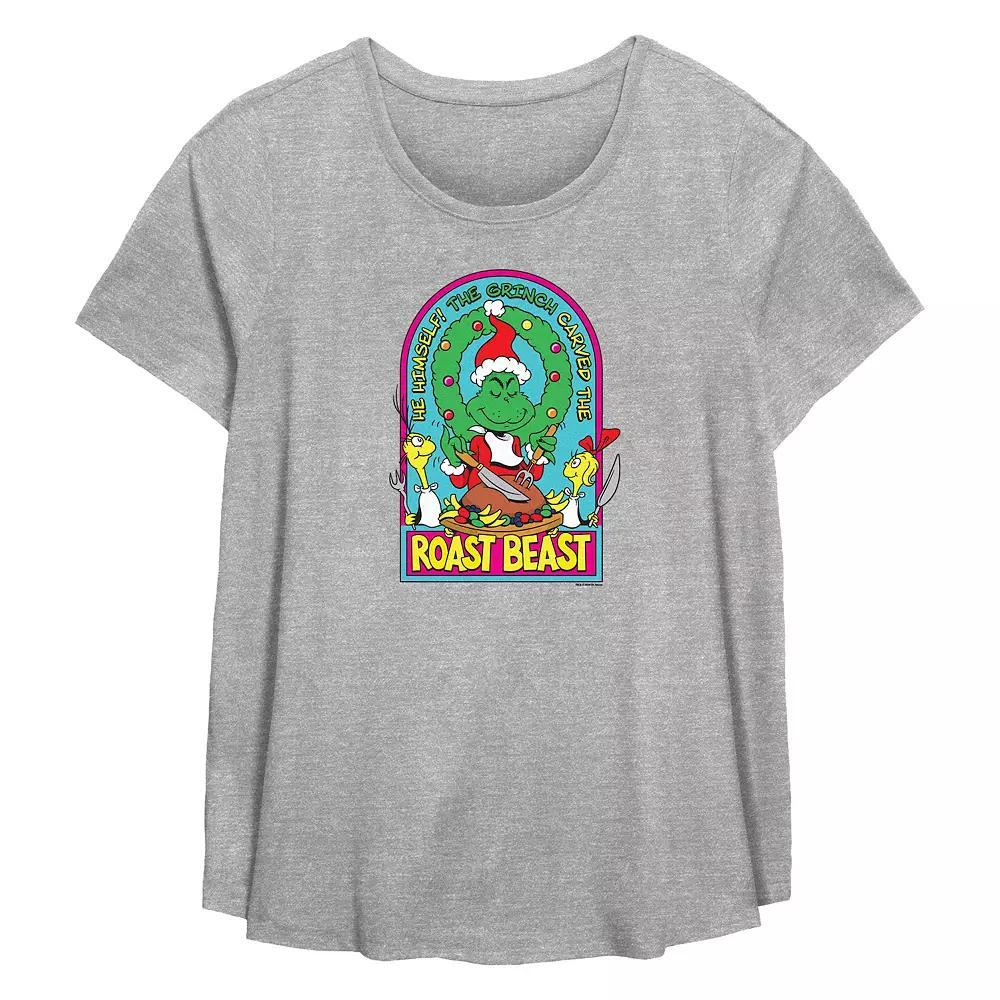 Plus Size Dr. Seuss Grinch Roast Beast Flowy Graphic Tee, Women's, Size: 0X, Grey Gray Product Image