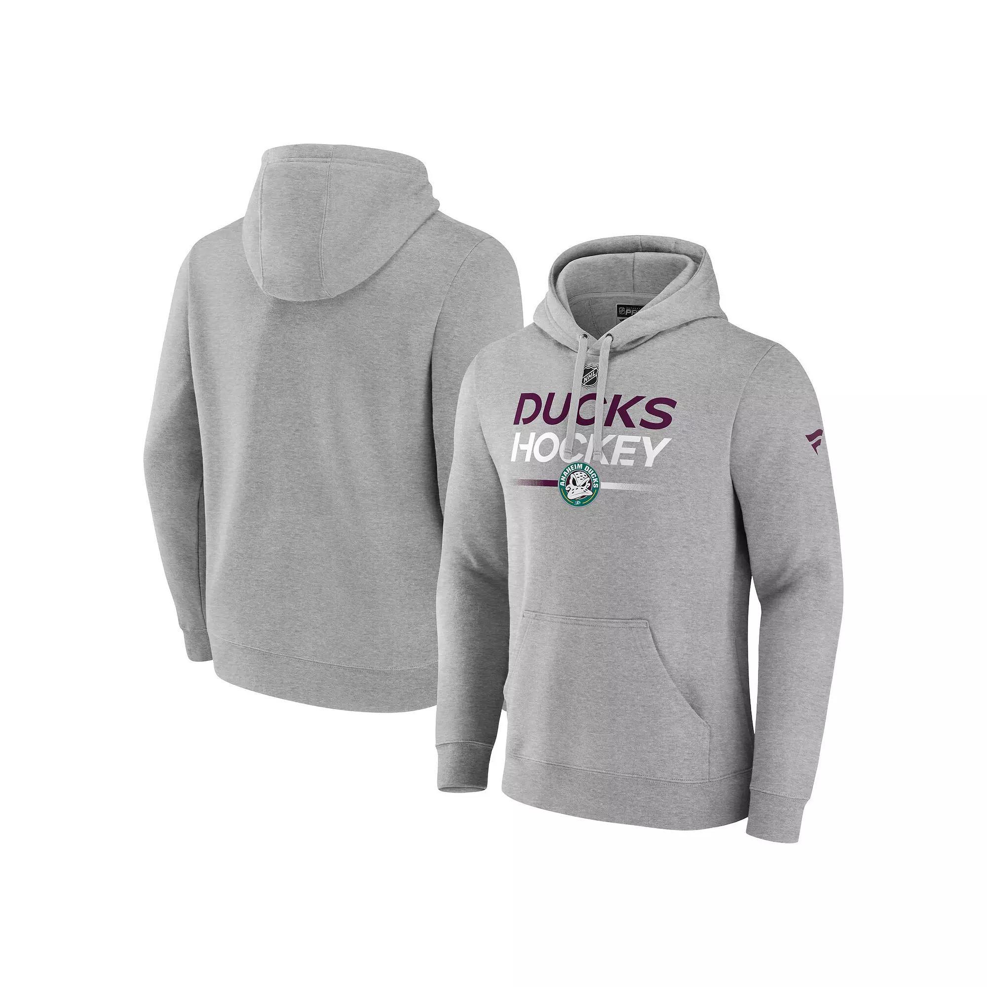 Men's Fanatics Branded Heather Gray Anaheim Ducks Authentic Pro Alternate Wordmark Pullover Hoodie, Size: XL, Dks Grey Product Image