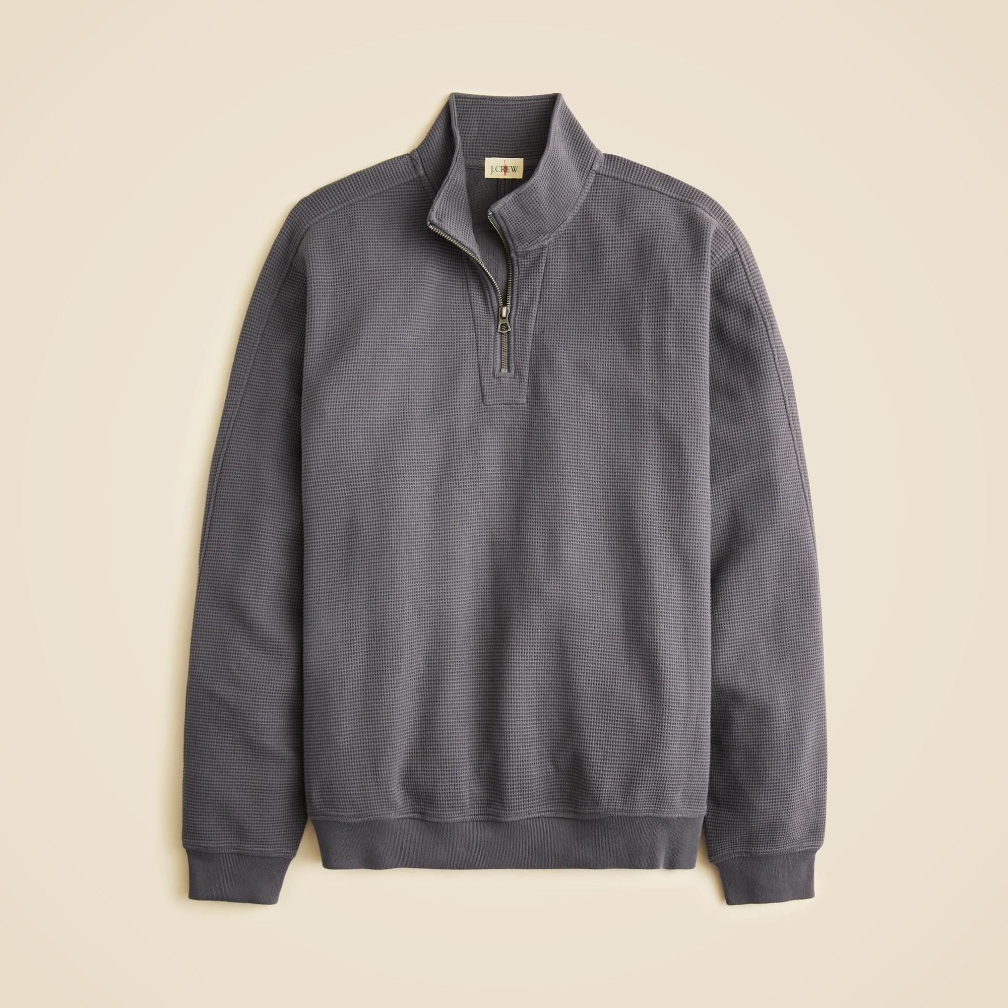 Brushed waffle-knit half-zip pullover Product Image