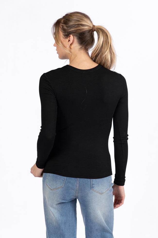 Make Your Choice Black Ribbed Long Sleeve Tee FINAL SALE Product Image