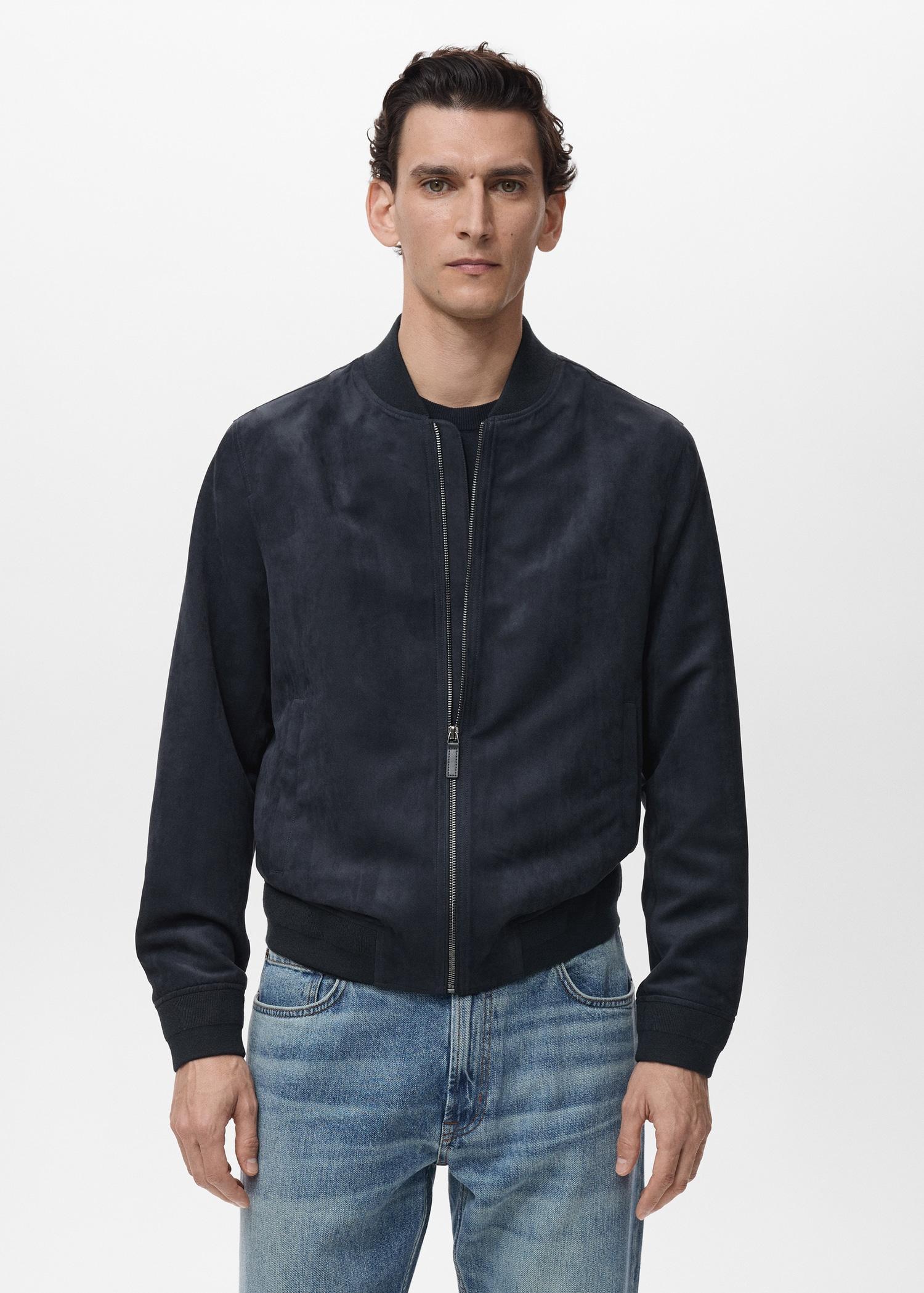 Suede-effect bomber jacket - Men | MANGO USA Product Image