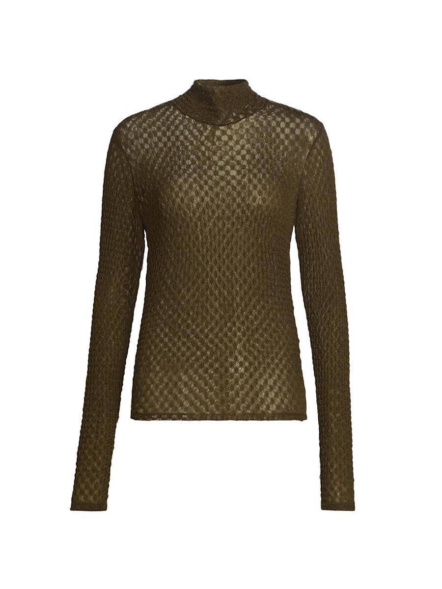 Stretch Mesh Lace Turtleneck Product Image