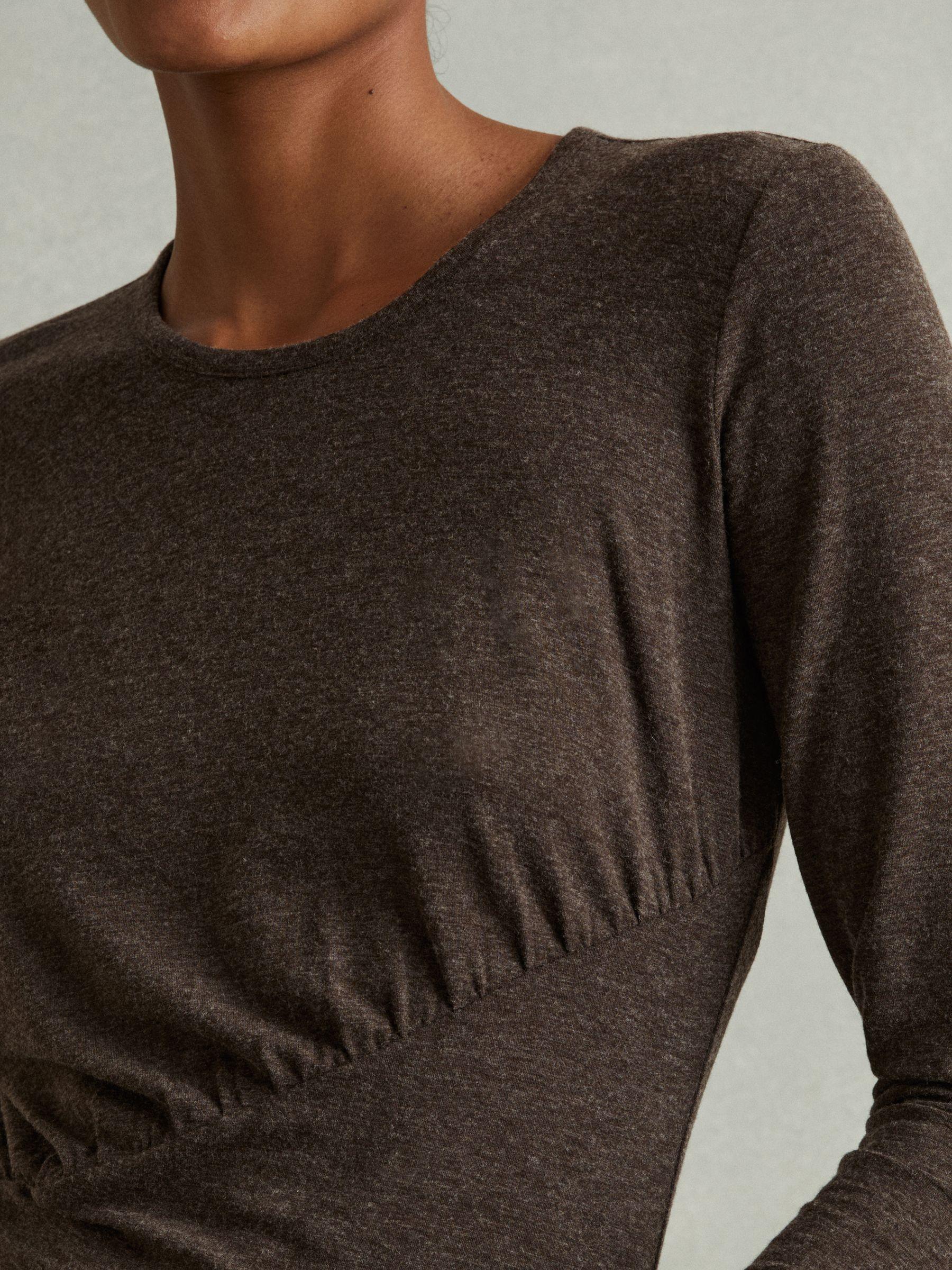 Marled Asymmetric Ruched Top in Chocolate Product Image