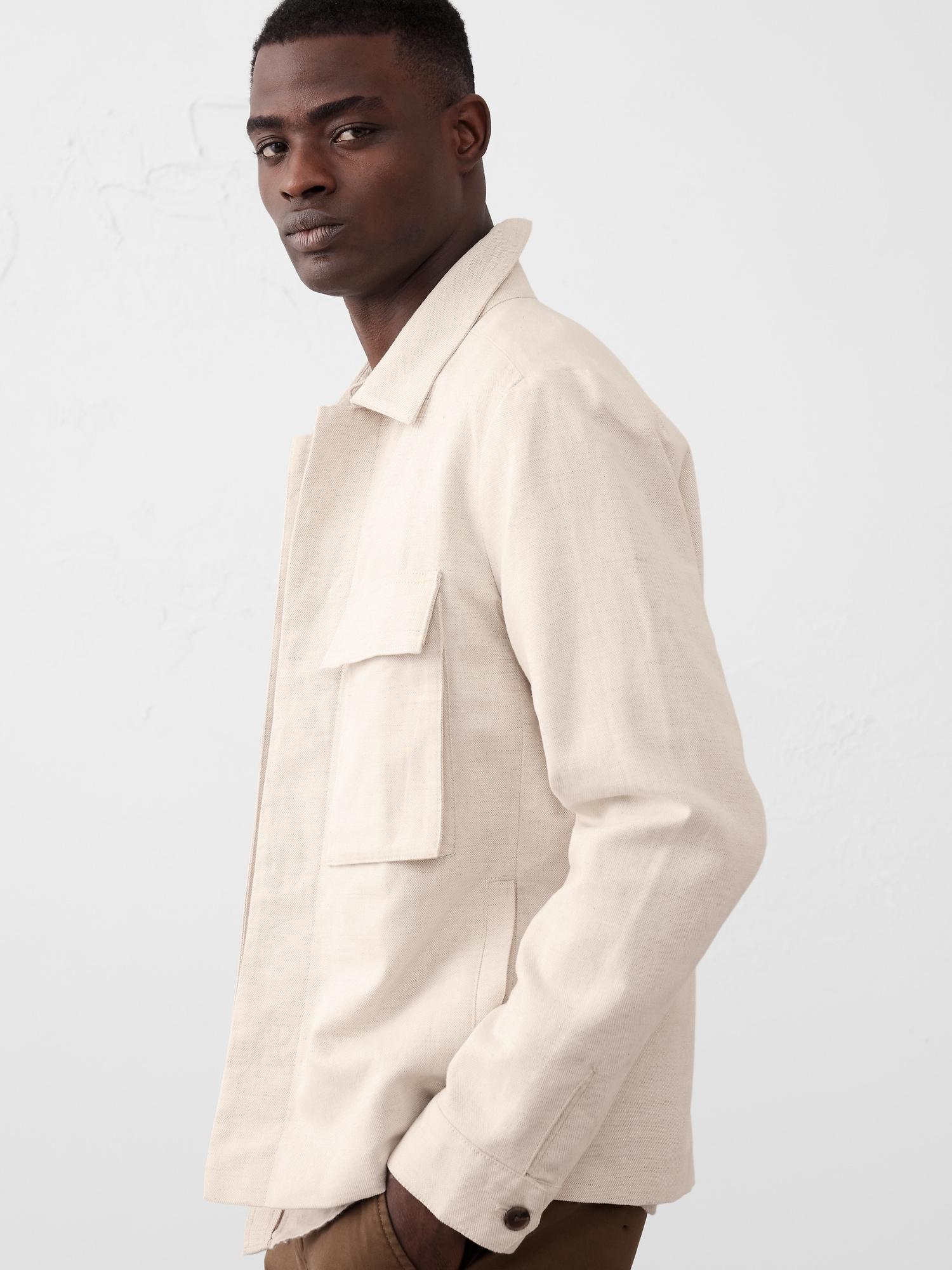 Tailored-Fit Textured Canvas Overshirt Product Image