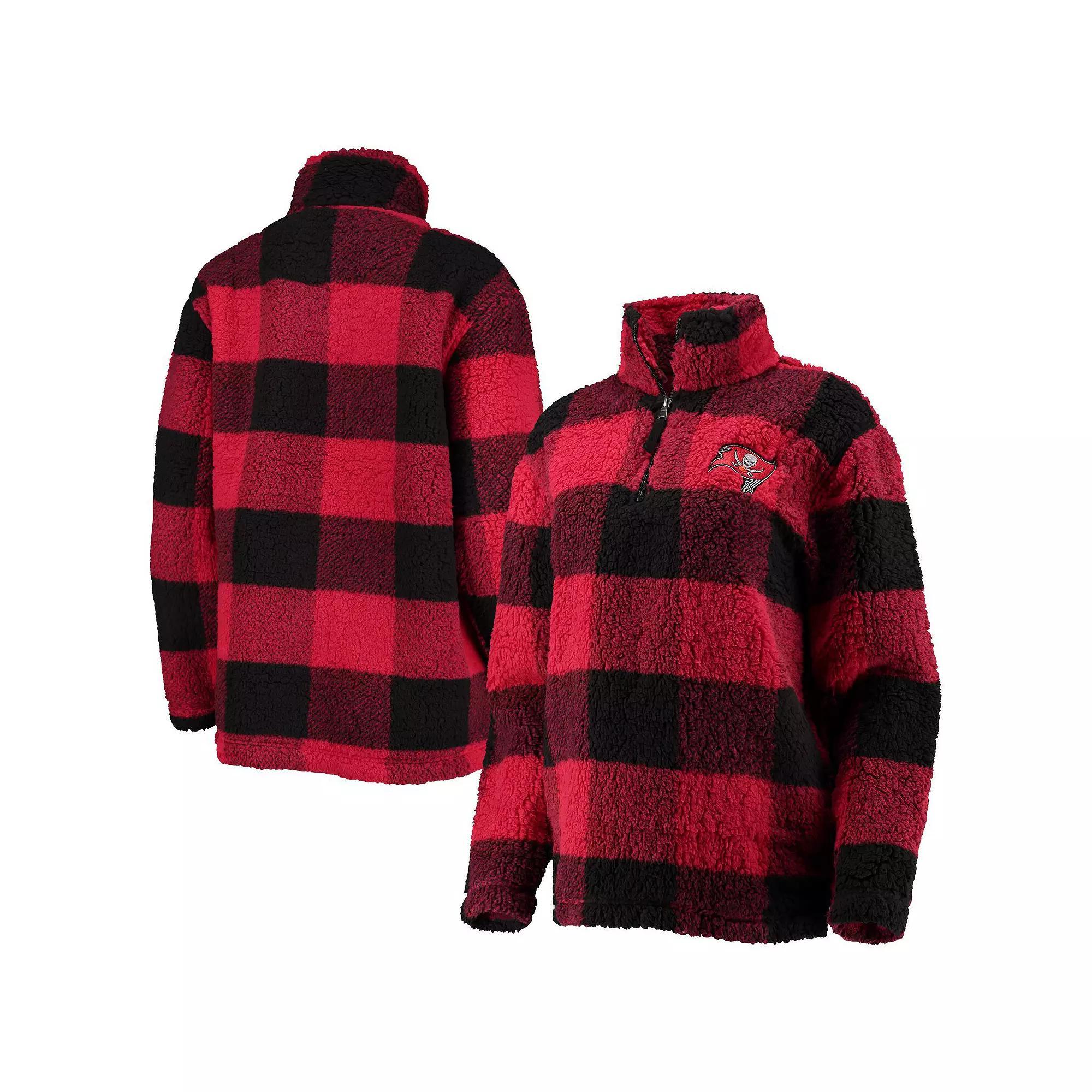 Women's G-III 4Her by Carl Banks Red Tampa Bay Buccaneers Sherpa Plaid Quarter-Zip Jacket, Size: 2XL Product Image