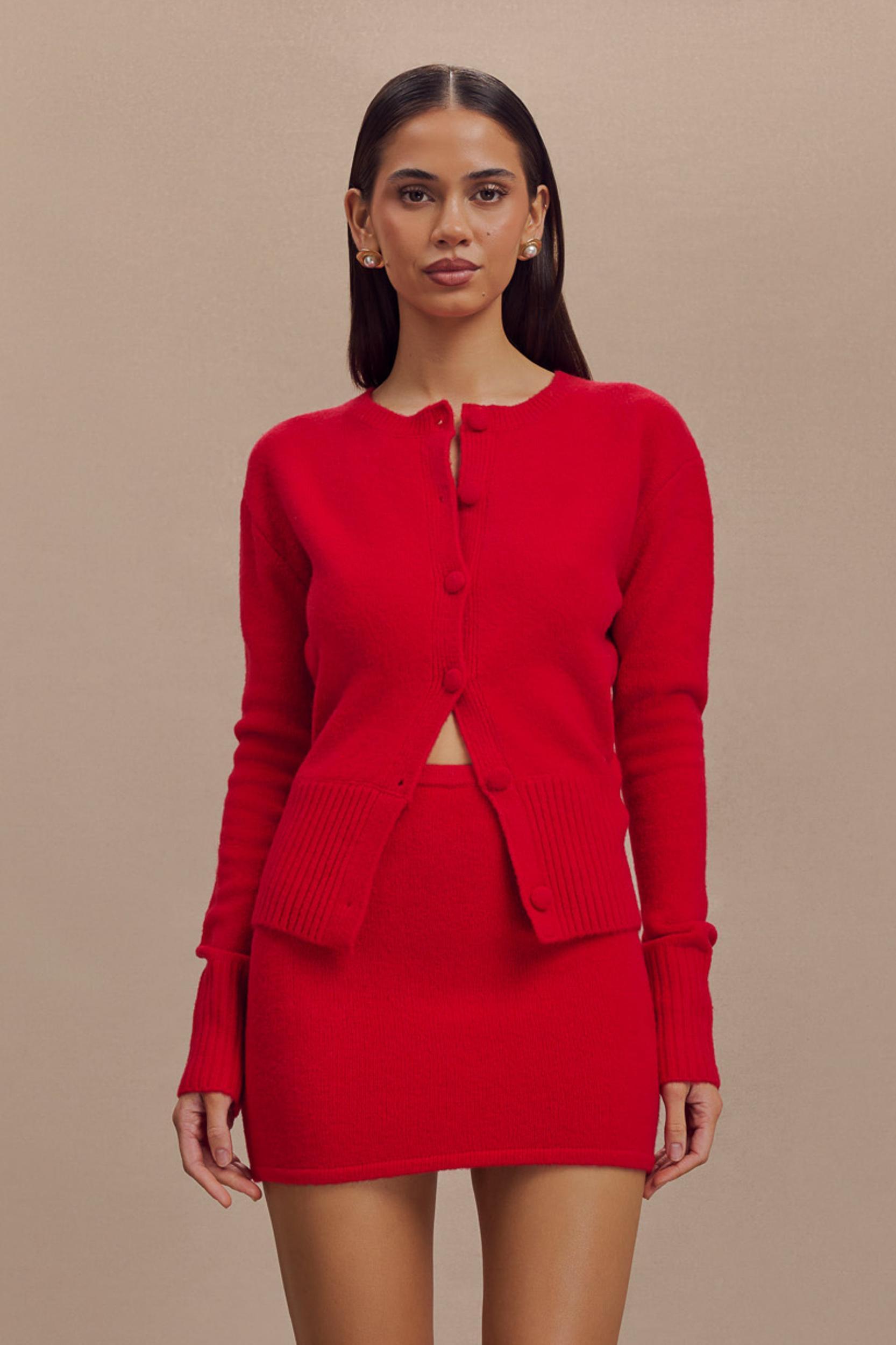 Genevieve Oversized Knit Cardigan - Ruby Product Image