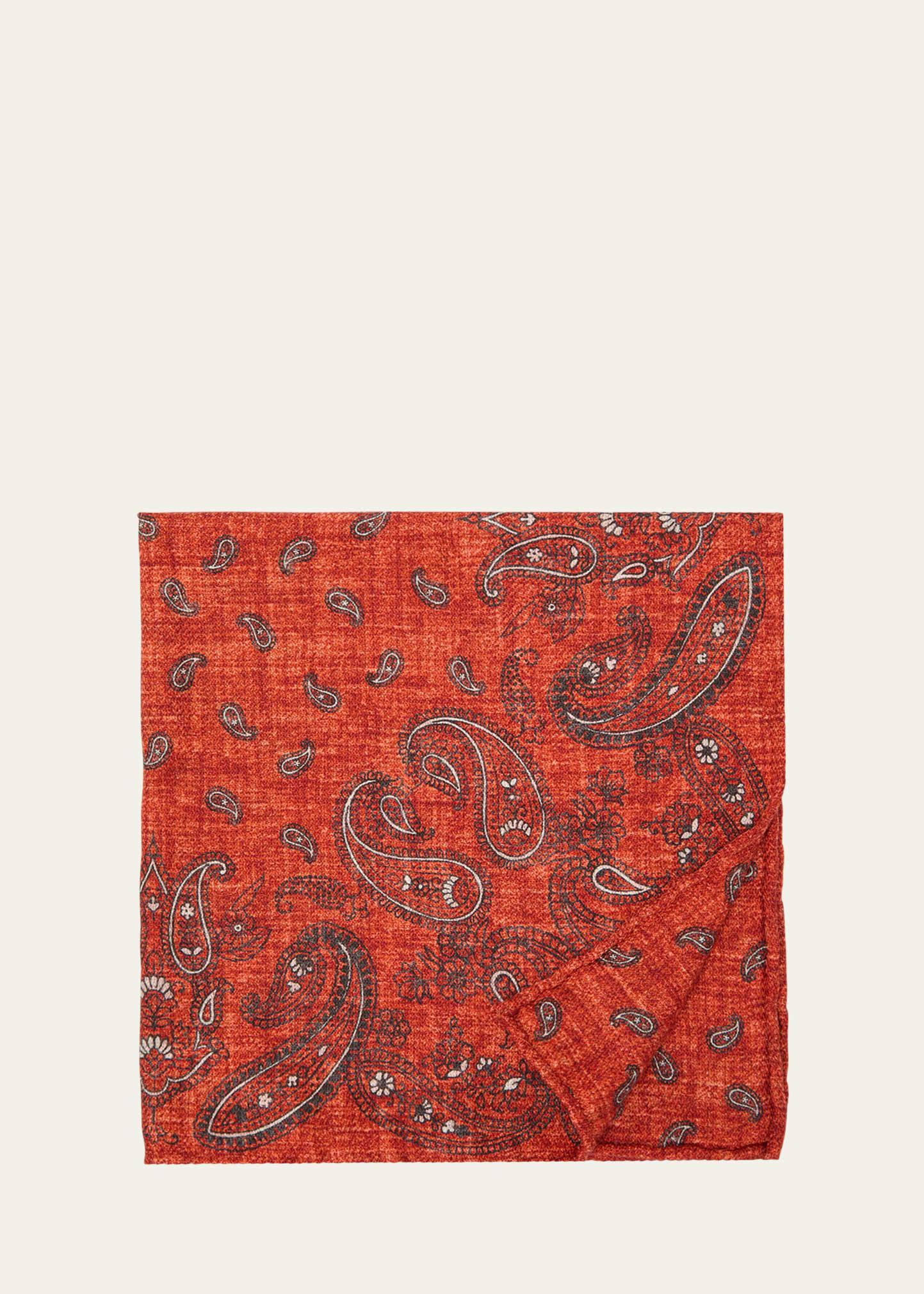 Mens Silk Paisley Pocket Square Product Image