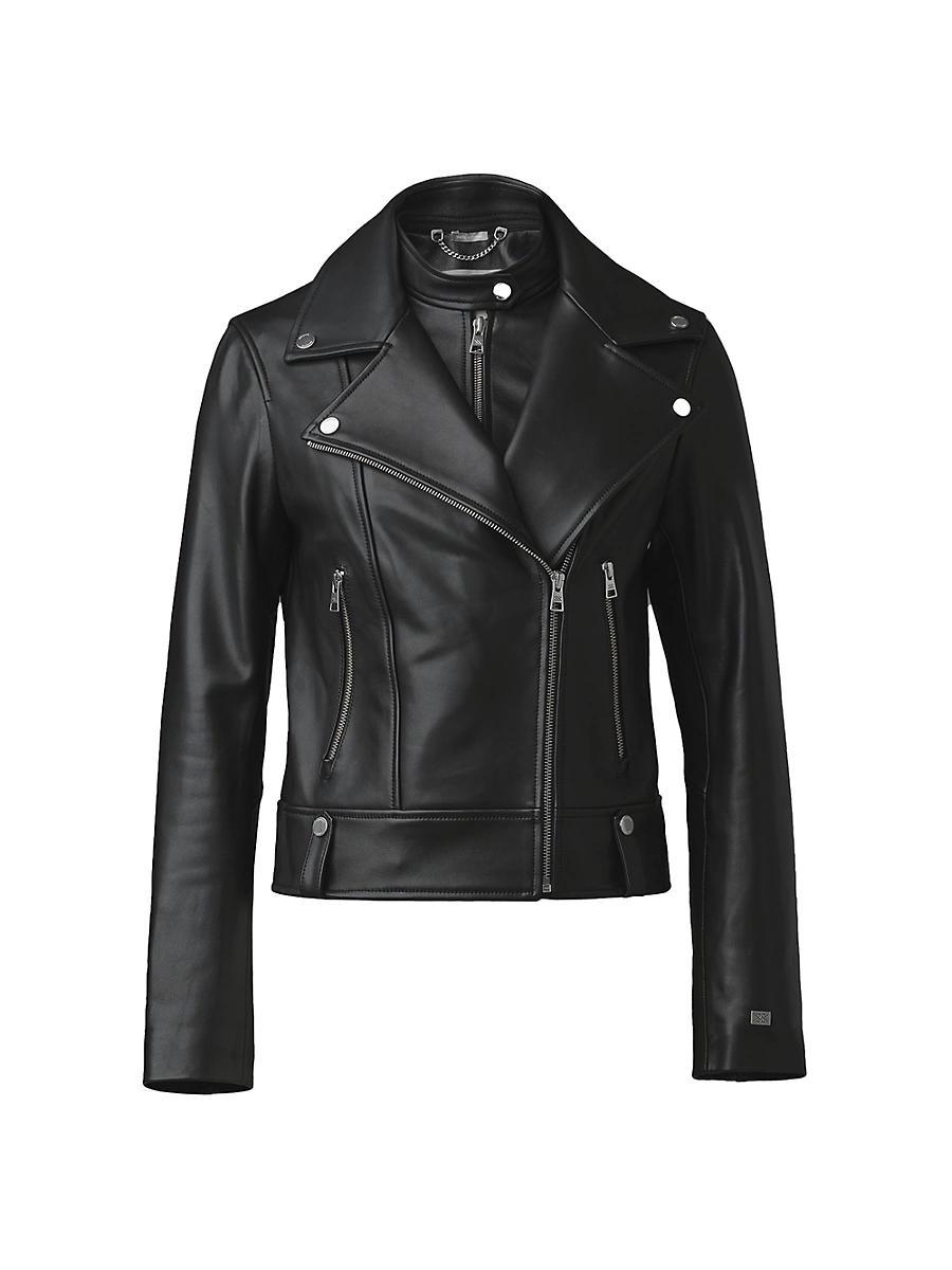 Womens Ryder Fitted Leather Biker Jacket Product Image