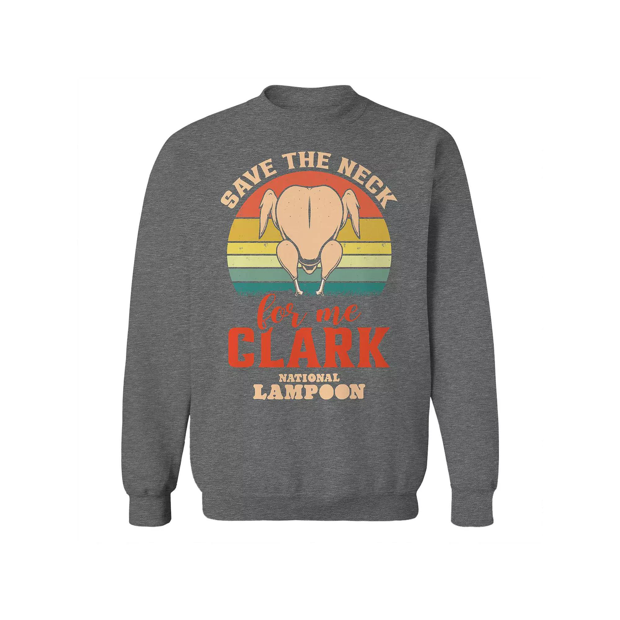 Men's Save the Neck National Lampoon's Christmas Vacation Graphic Fleece Crew Sweatshirt, Size: Large, Grey Heather Product Image