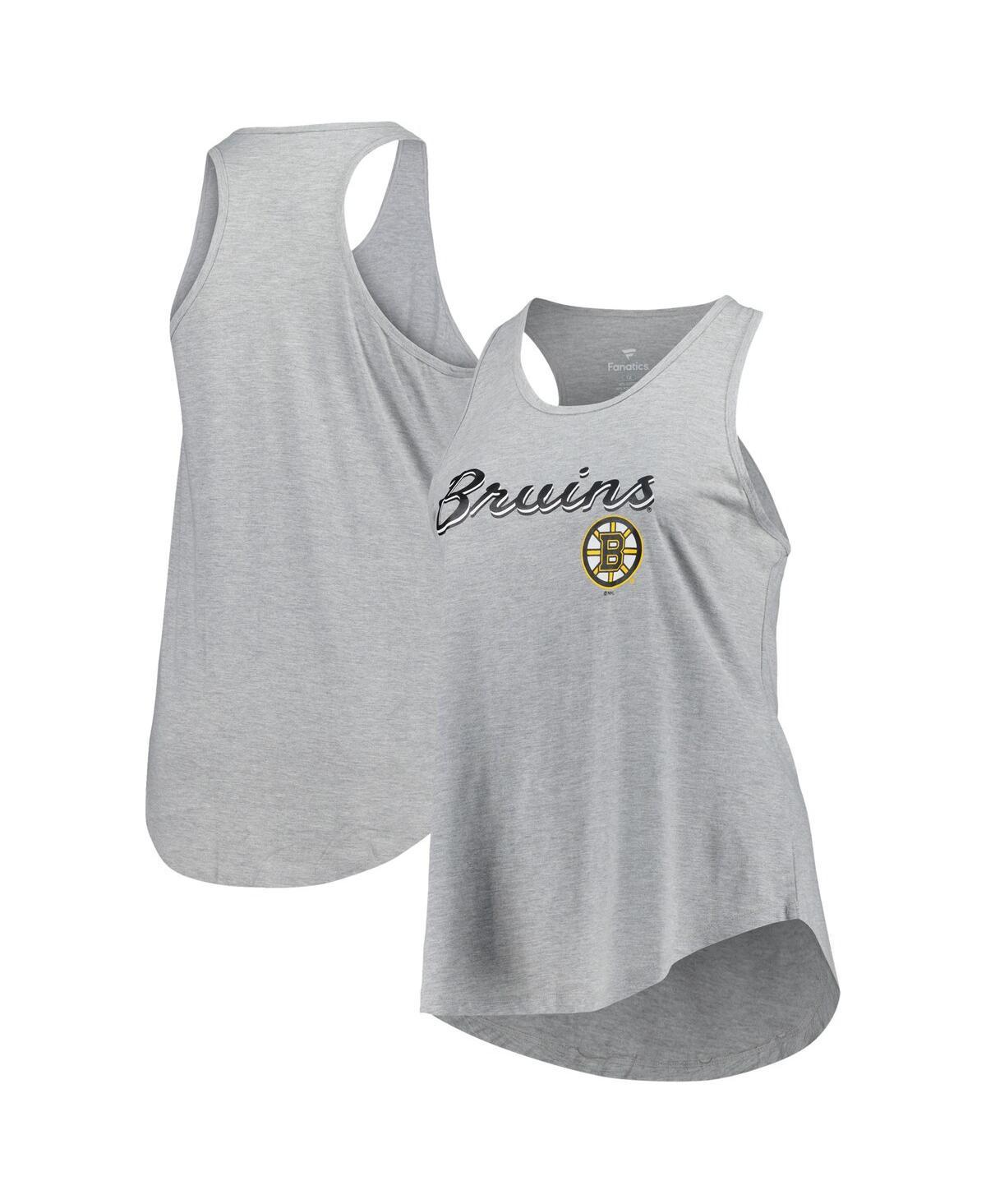 Womens Fanatics Branded Heather Gray Boston Bruins Plus Size Racerback Tank Top Product Image