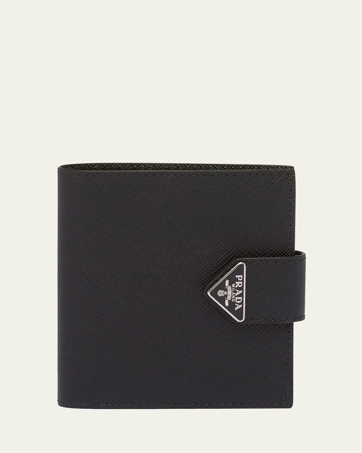Mens Saffiano Leather Snap Bifold Wallet Product Image