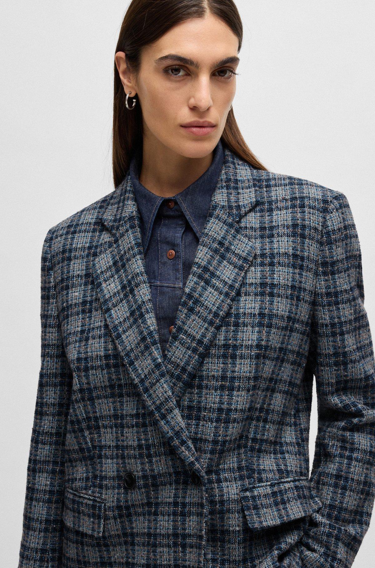 Relaxed-fit double-breasted jacket in checked tweed Product Image