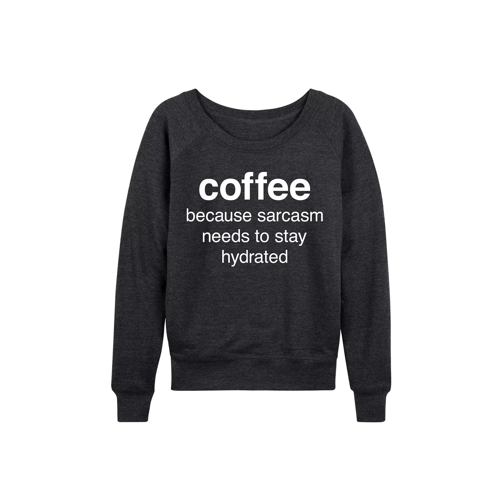 Women's Coffee Sarcasm French Terry Long Sleeve Tee, Girl's, Size: XXL, Heather Grey Product Image